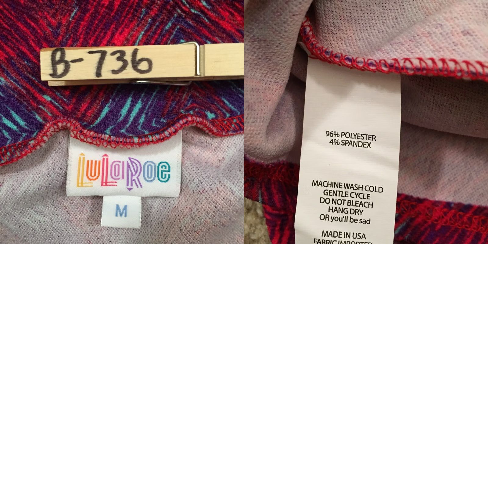 Vintage LuLaRoe Skirt Knee Length M Red Purple Geometric Pull On Unlined Polyester Spandex Women Casual Vintage No Size 32" / US 10 / IT 46 - 8 Thumbnail