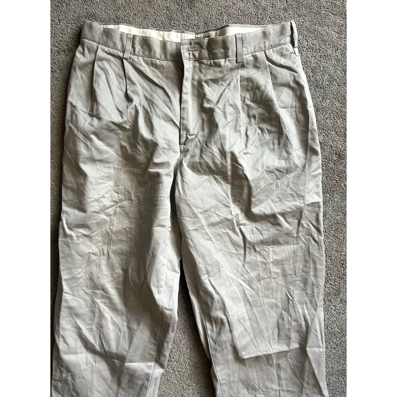 Lands' End VINTAGE Lands' End Men’s Pants Tapered Leg Size 34x29 Gray Pleated Canvas Men’s Clothing Size US 34 / EU 50 - 2 Thumbnail