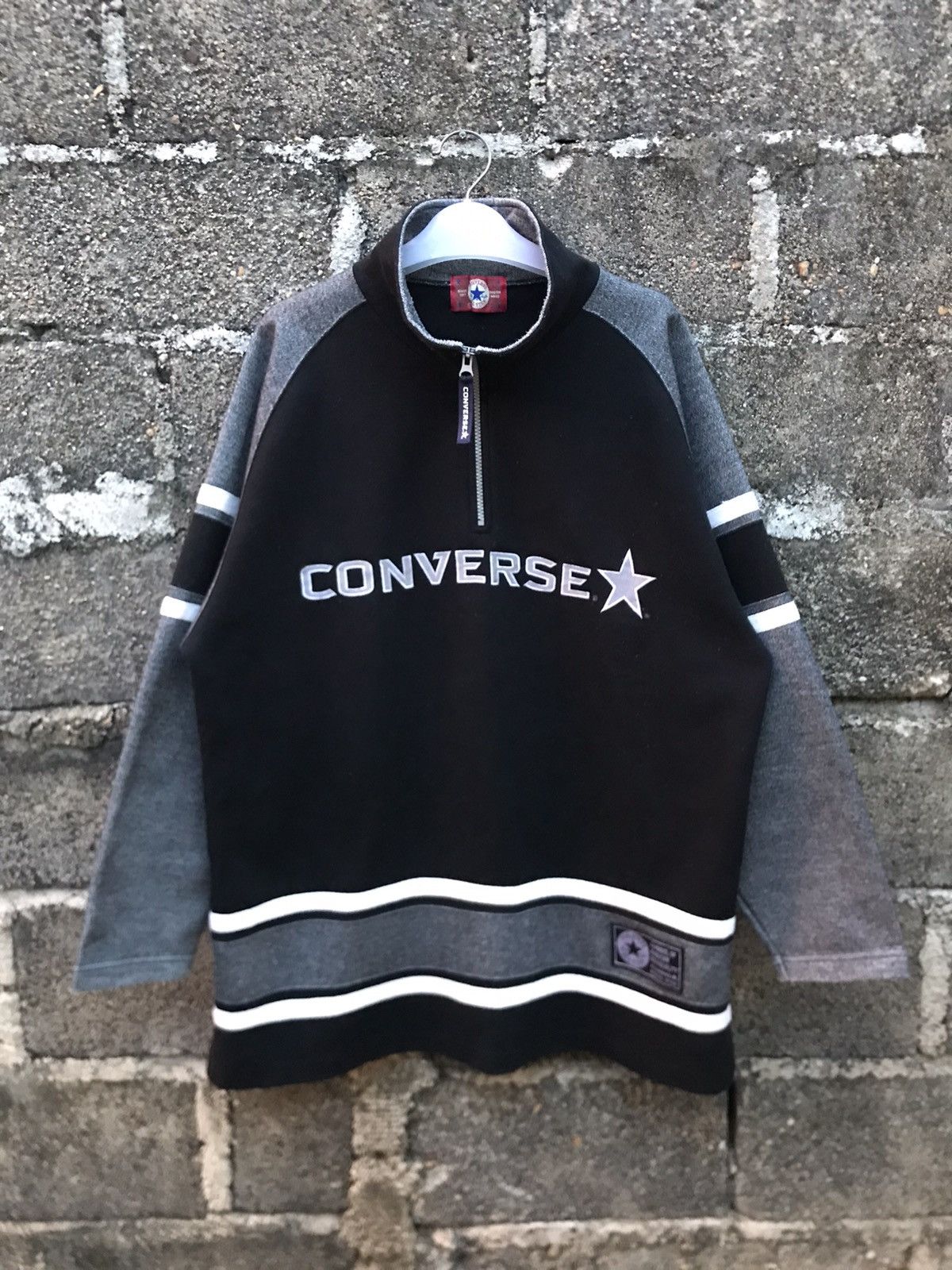 Converse ⚡️Vintage Converse Half Zipper Pullover Sweatshirt Size US L / EU 52-54 / 3 - 1 Thumbnail