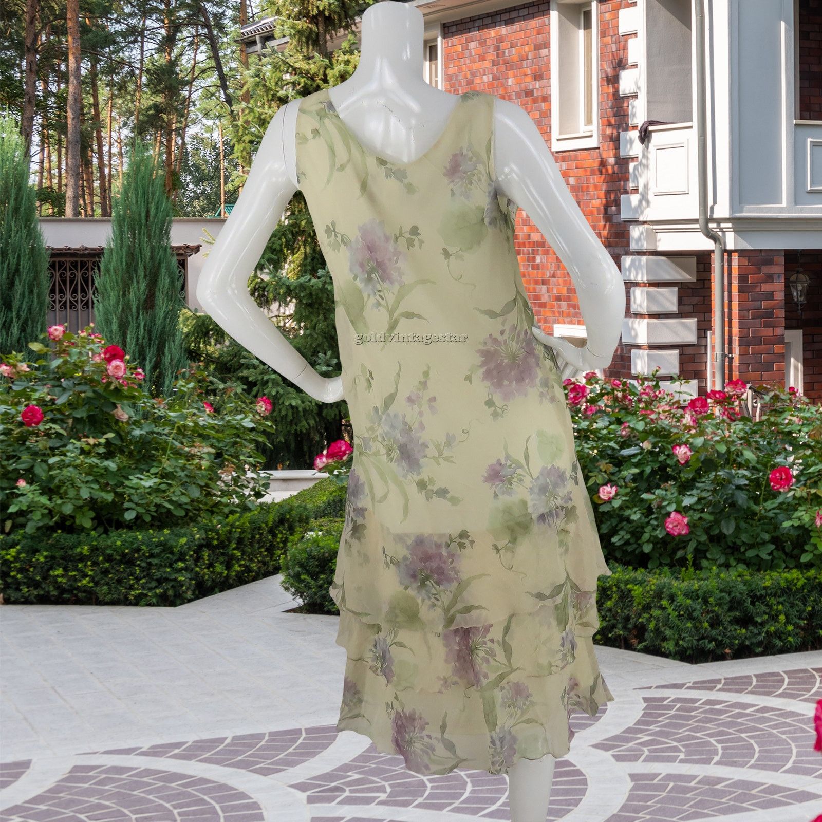 Vintage Ursula of Switzerland Chiffon Flower Print Formal Dress USA Size M / US 6-8 / IT 42-44 - 3 Thumbnail