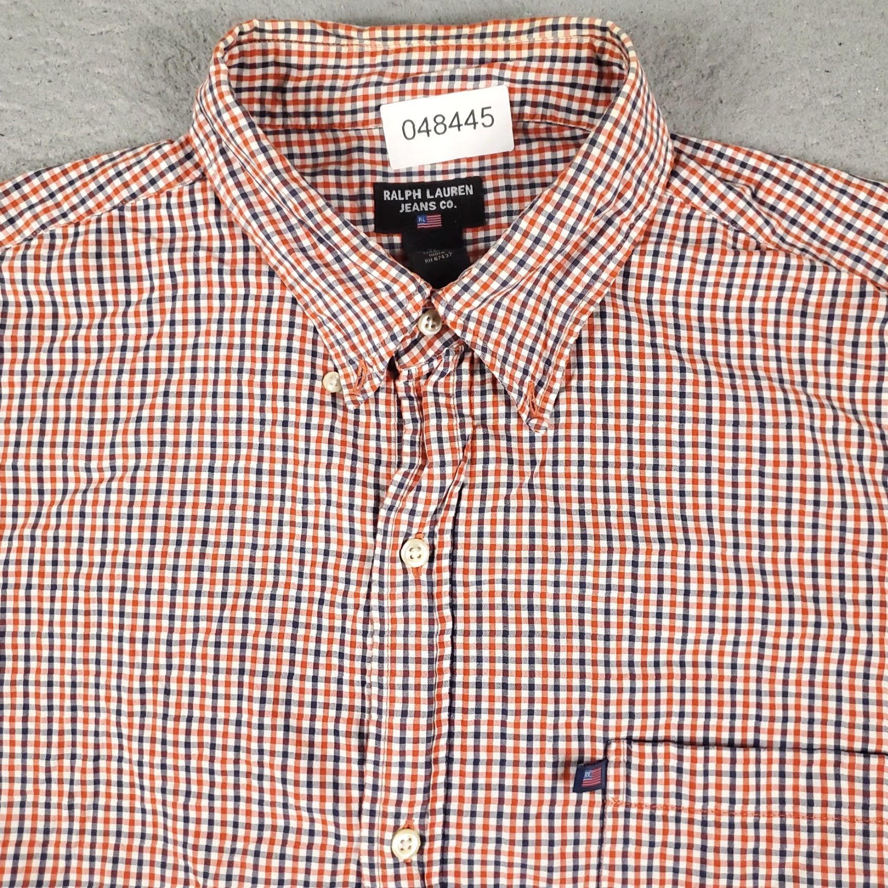 Ralph Lauren Ralph Lauren Shirt Mens XL Orange Blue Check Casual Button-Up Short Sleeve Size US XL / EU 56 / 4 - 2 Thumbnail