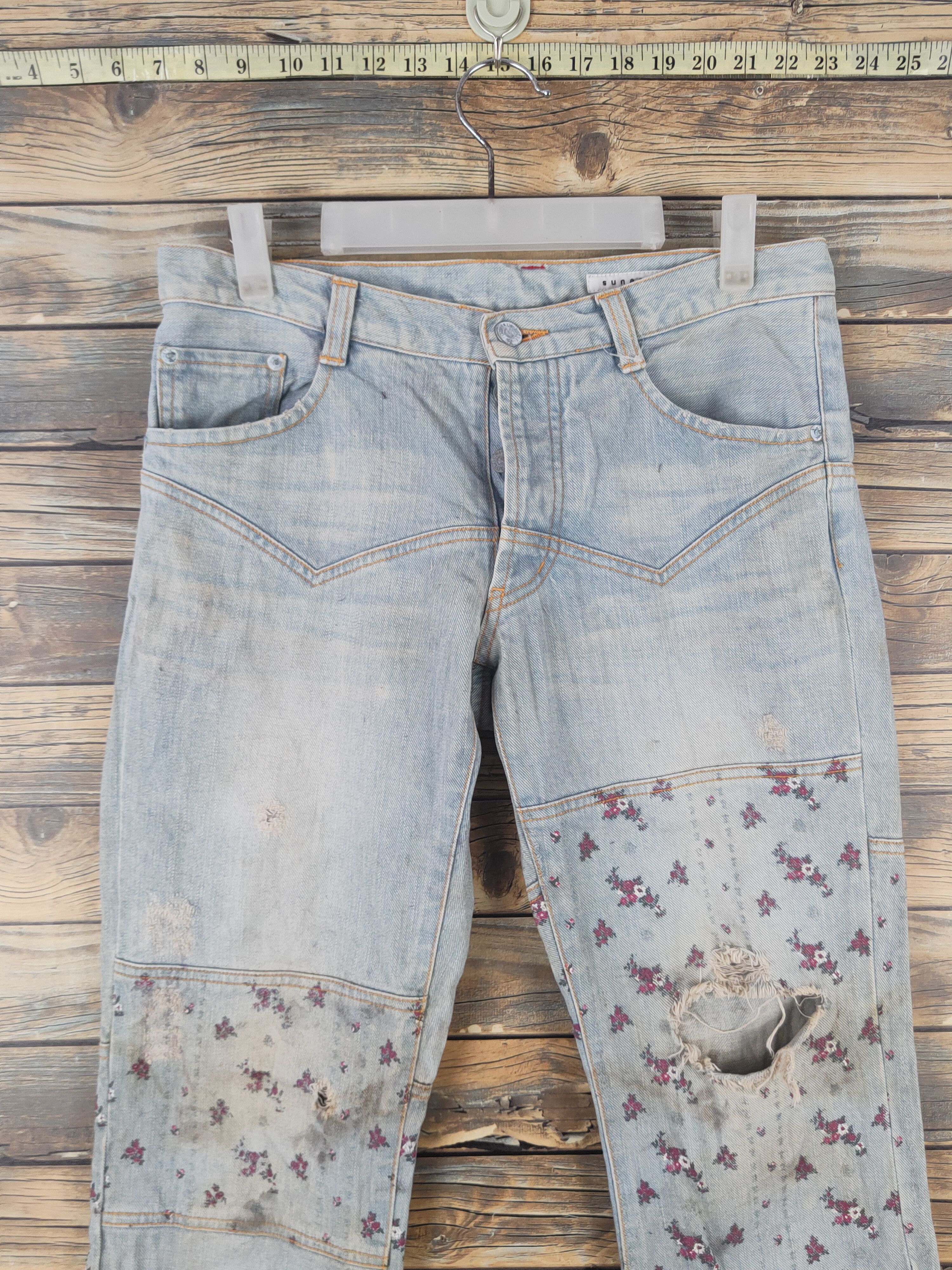 Sunao Kuwahara DL Sunao Kuwahara Blue Distressed Ripped Jeans #46-205xT Size 31" - 2 Thumbnail