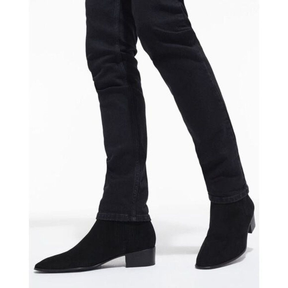 The Kooples The Kooples Suede Heeled Cowboy Chelsea Ankle Boots Black Size US 8 / IT 38 - 1 Thumbnail