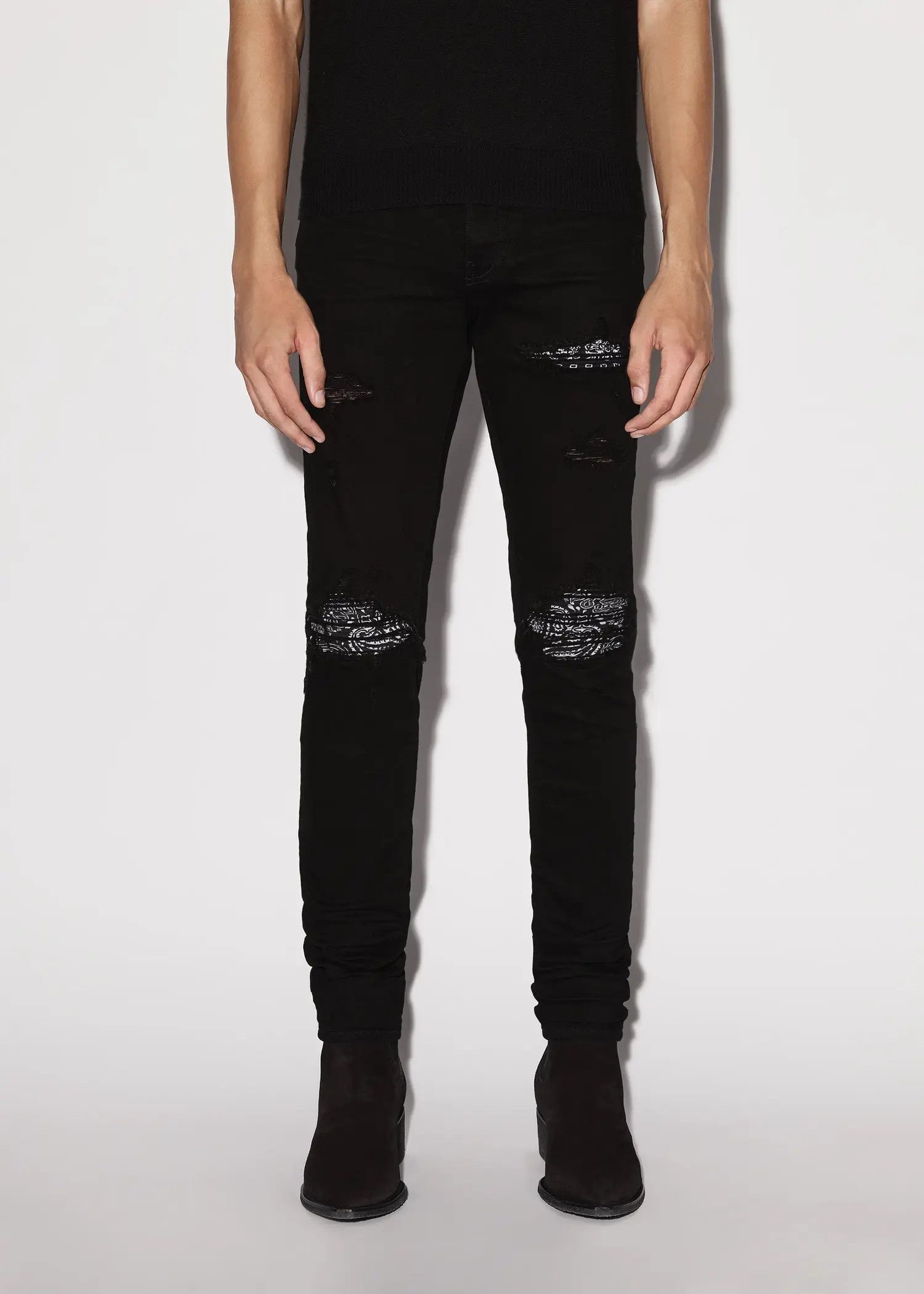 Amiri oc11z0526 Suede MX1 Bandana Jeans in Black Size US 36 / EU 52 - 2 Thumbnail