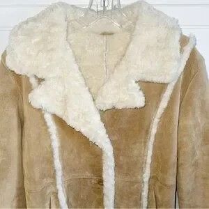 Wilsons Leather Wilsons Womens Vintage Beige Leather Suede Faux Fur Maxima B Size 3XL / US 20-22 - 6 Thumbnail