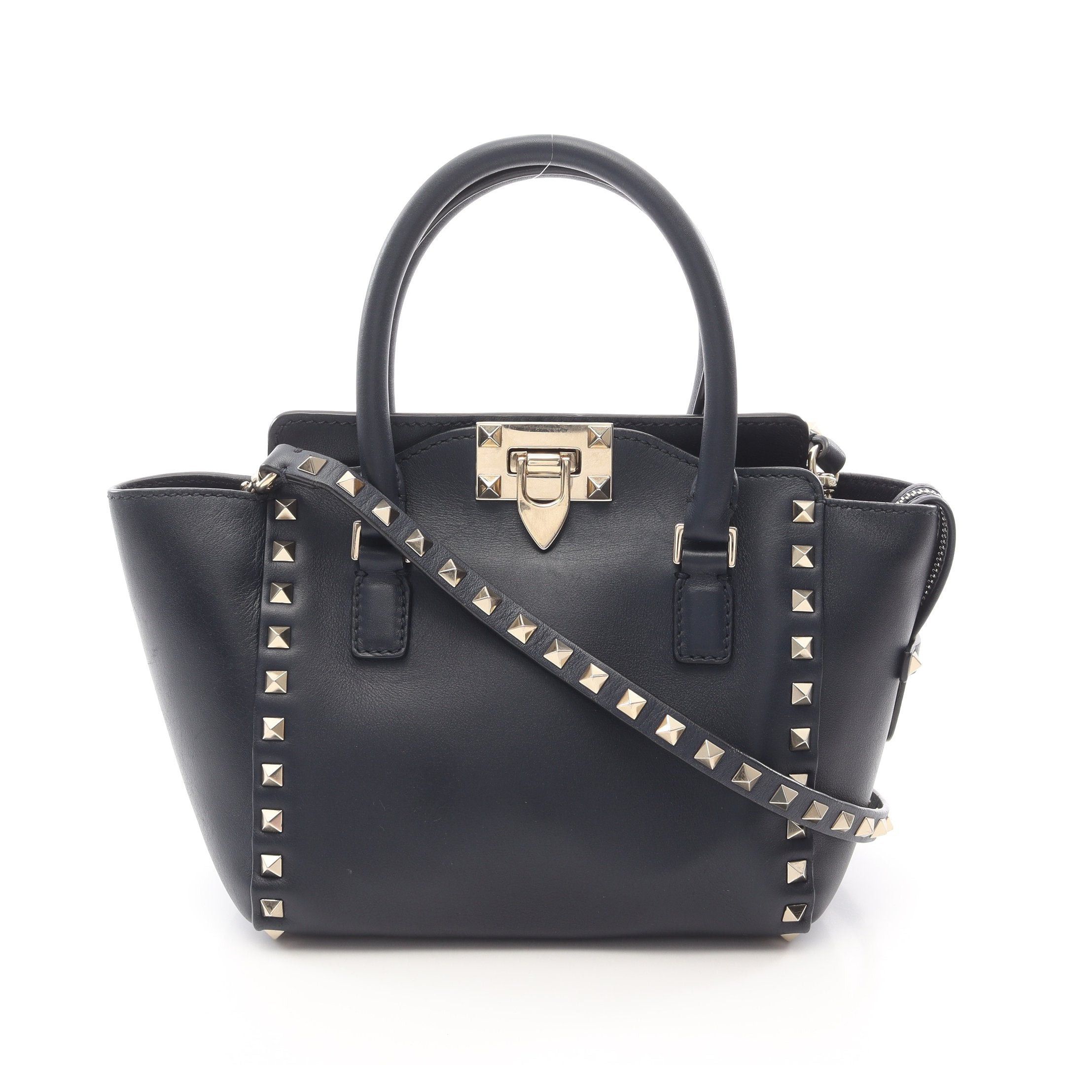 Valentino Valentino Handbag Leather Navy Rockstud Size ONE SIZE - 1 Thumbnail