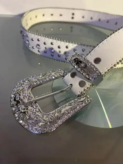 Japanese Brand × Vintage Y2K Cross Rhinestone Belt (white) Size ONE SIZE - 2 Thumbnail