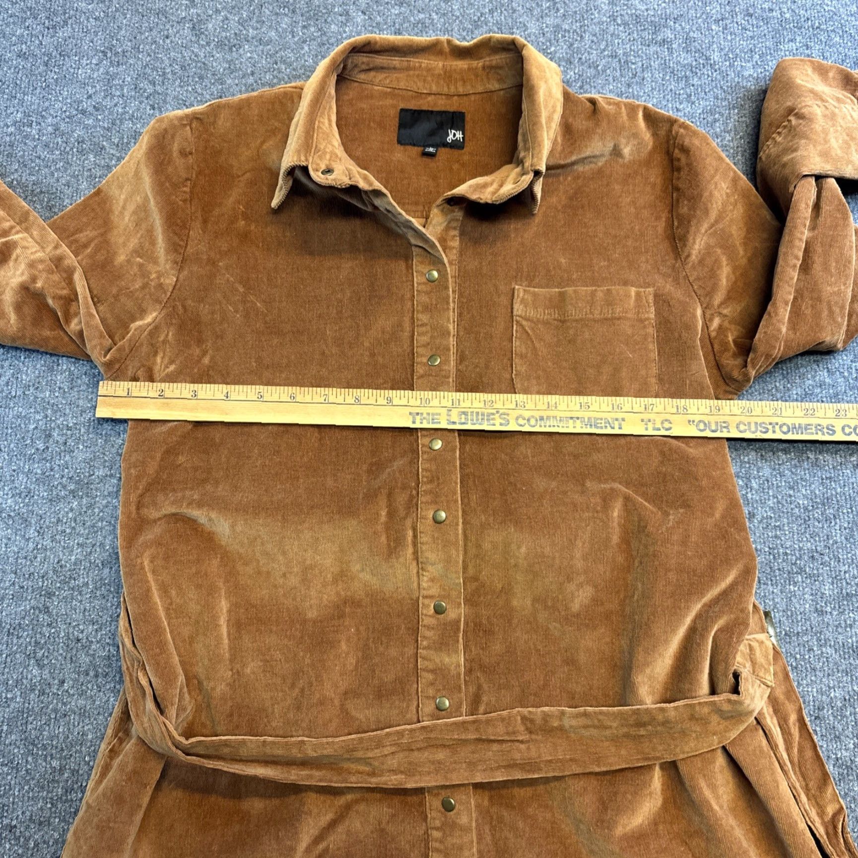 Vintage JOH Apparel Shirt Dress Brown Midi Faux Suede Belted Snap Button Size L Women Size L / US 10 / IT 46 - 3 Thumbnail