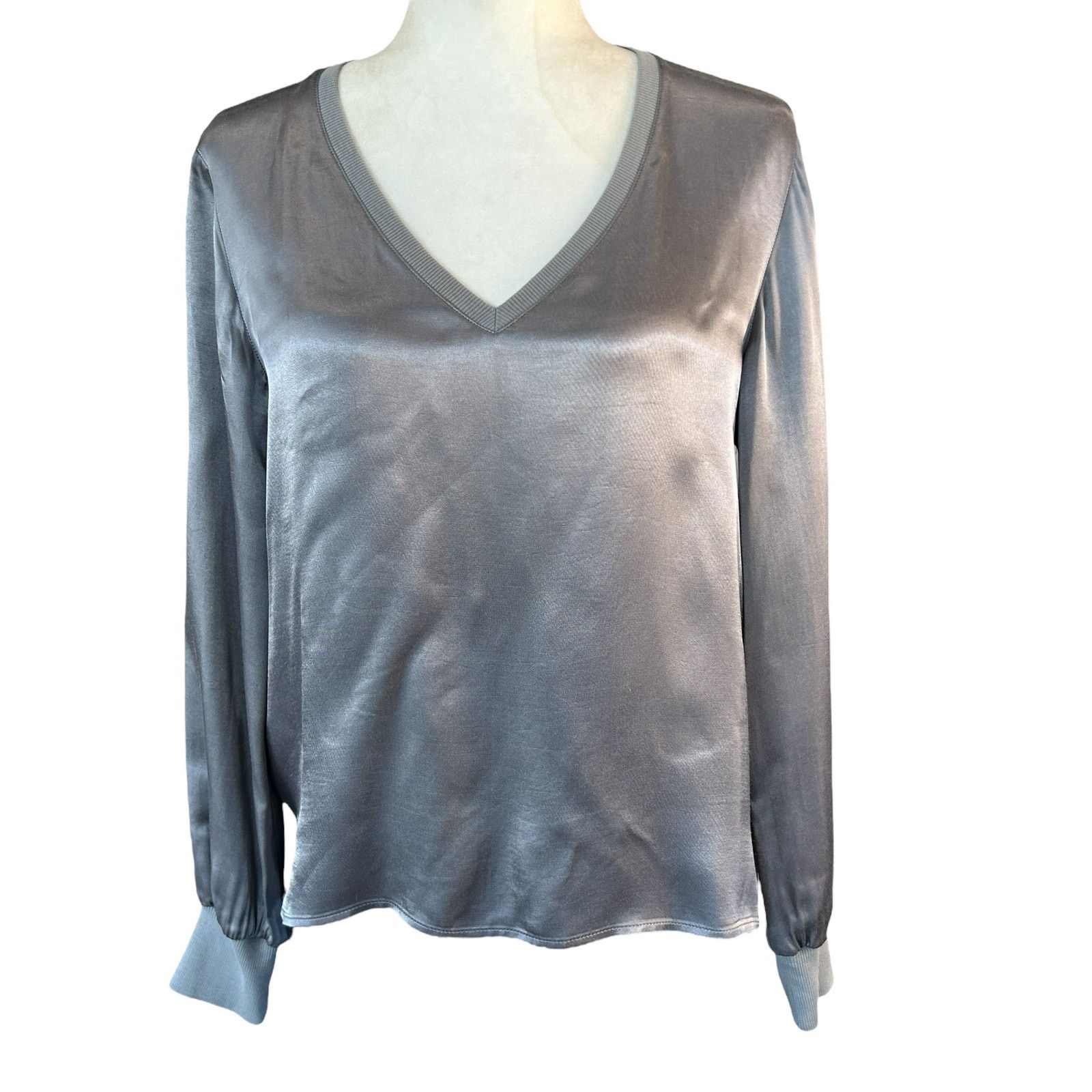 Nation LTD Nation Ltd. Ayra Blouse Satin Top Med Gray Minimalist Party Size M / US 6-8 / IT 42-44 - 1 Thumbnail