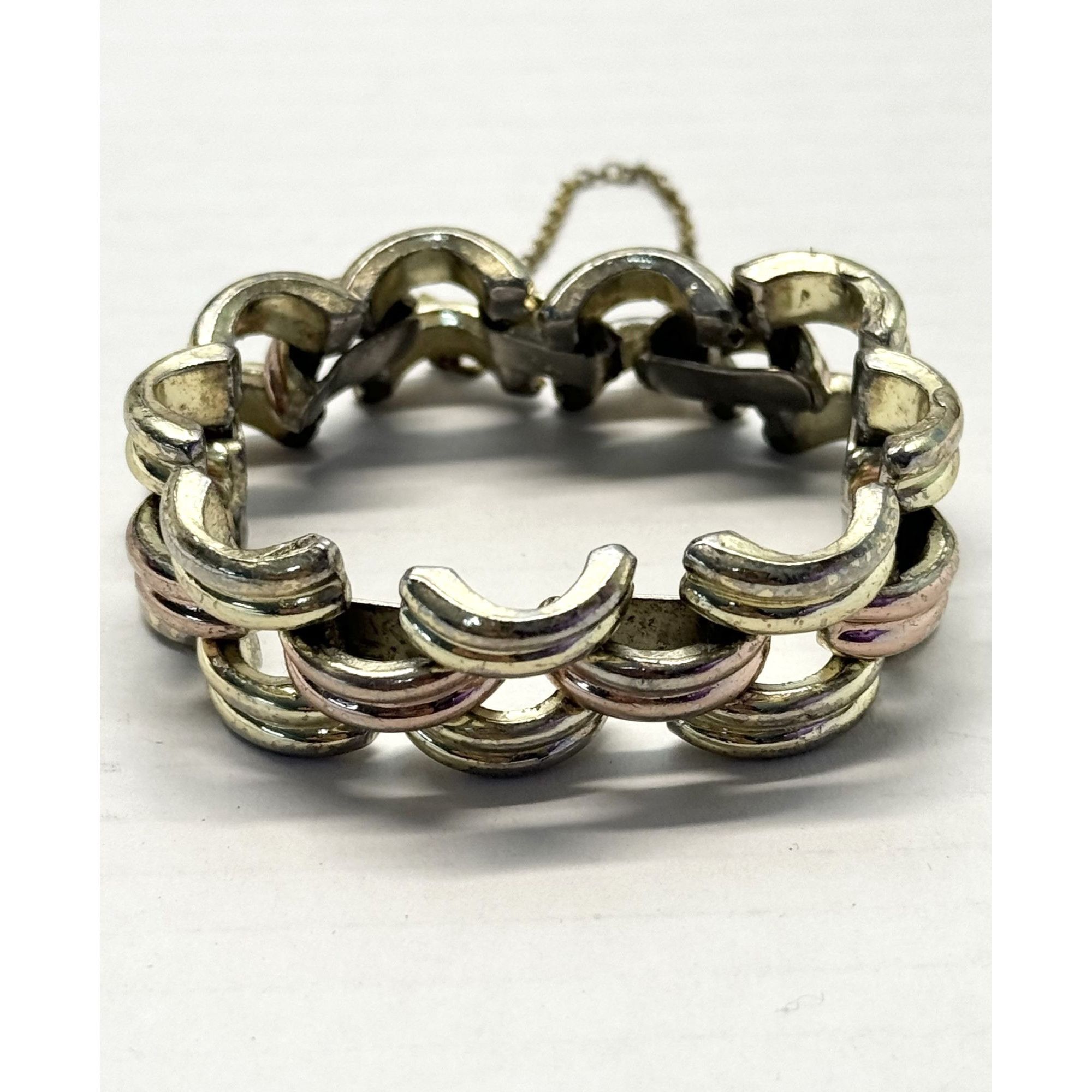 Monet Vintage Monet Jewelry Wide Two Tone Bracelet Size ONE SIZE - 2 Thumbnail