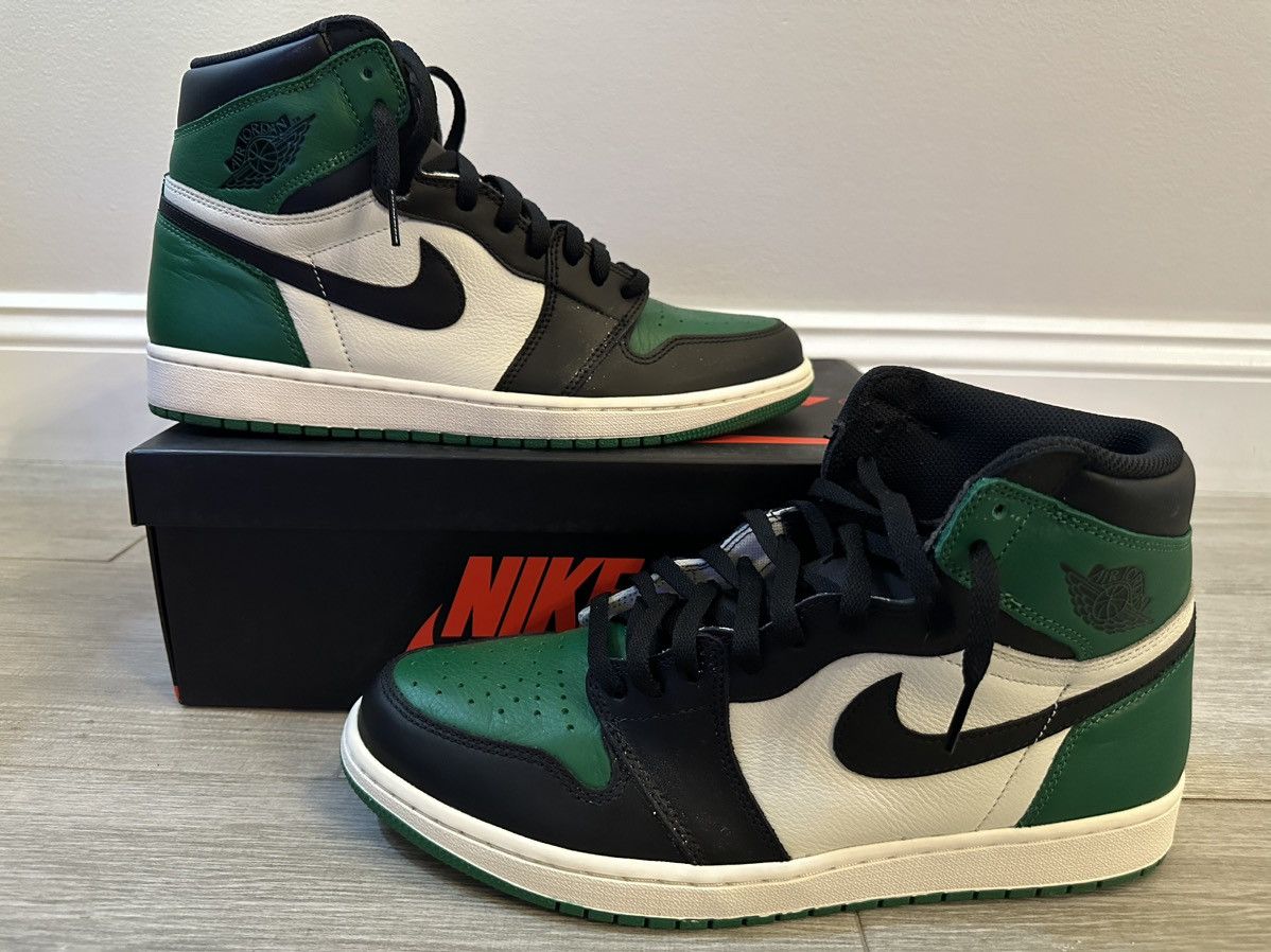 image of 2018 Air Jordan 1 Retro High OG Pine Green Sail Black Size 12 Shoes, Men's