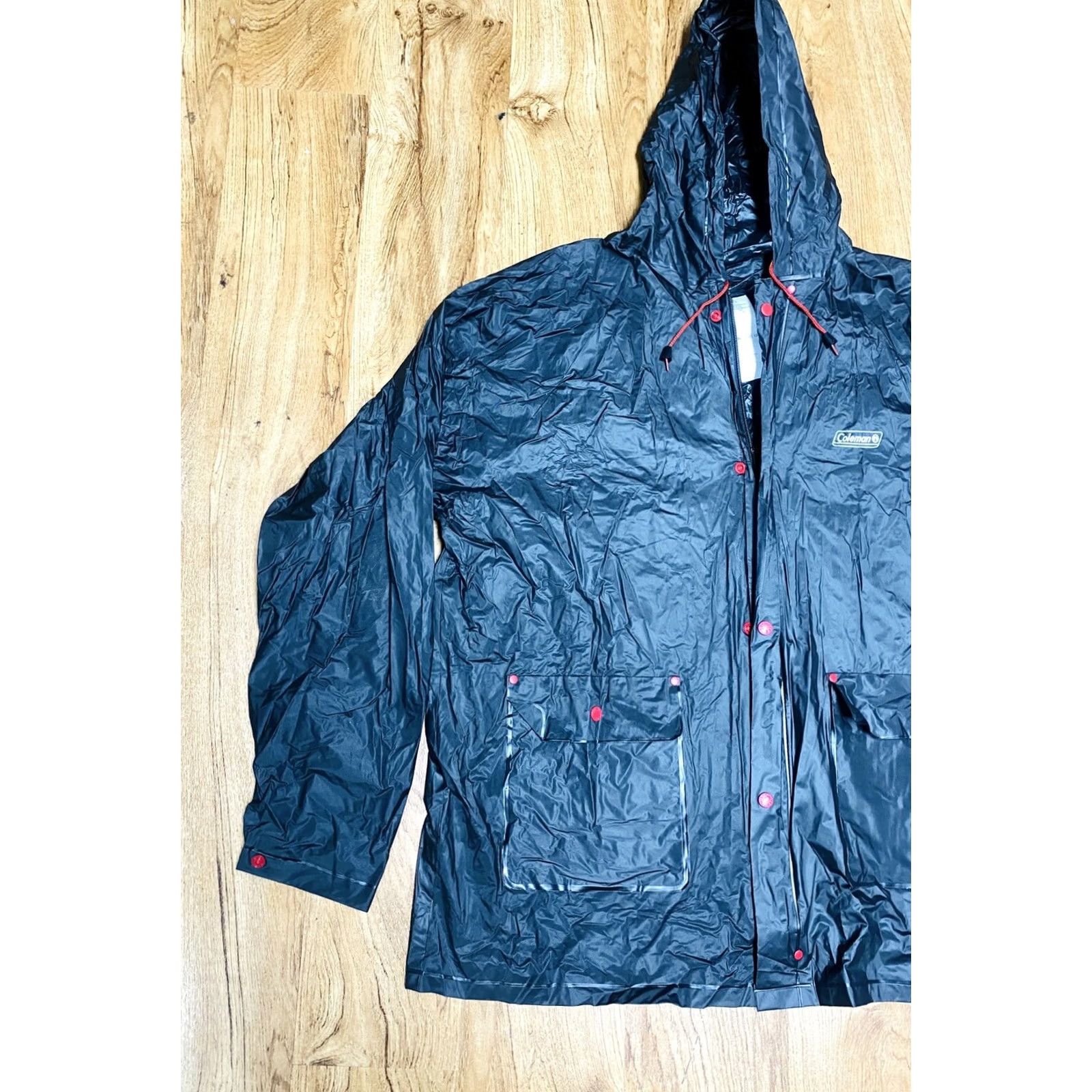 Rains Coleman Mens Hooded Rain Jacket Black L Zip Buckle Button Rain Coat Outdoor 300 Warmth Hiking Travel Workwear Regular Mid-Length Vintage No Size US L / EU 52-54 / 3 - 2 Thumbnail