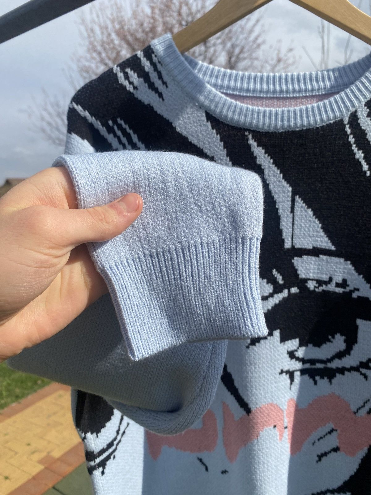 Japanese Brand Blue anime graphic sweater, oversized knit pullover Size L / US 10 / IT 46 - 6 Thumbnail