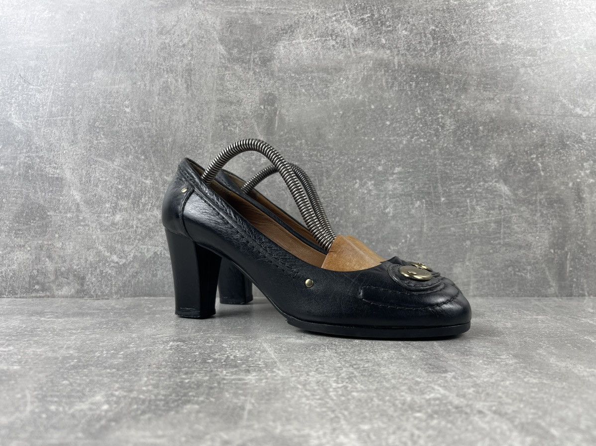 Chloe × Vintage Chloe Black Formal Logo Opium Leather Heels Luxury Shoes Size US 7.5 / IT 37.5 - 2 Thumbnail
