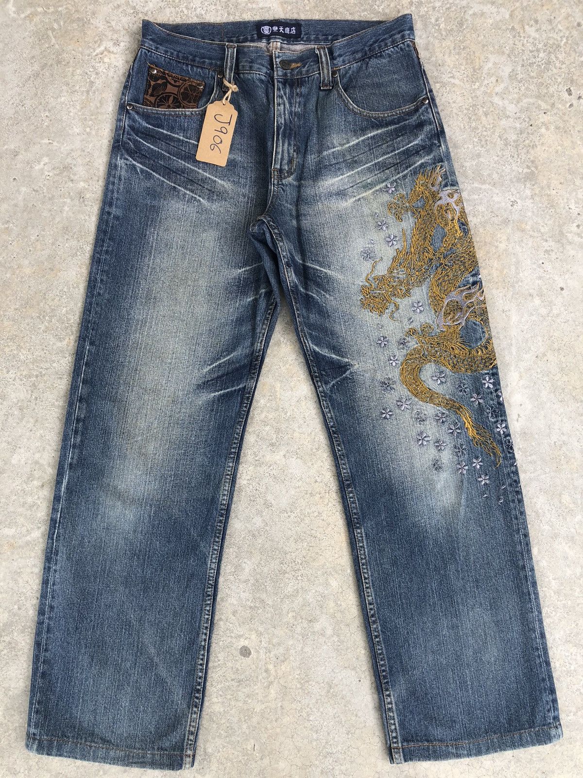 Japanese Brand Japanese Buden Dragon Embroidered Jeans Distressed Size US 32 / EU 48 - 1 Thumbnail