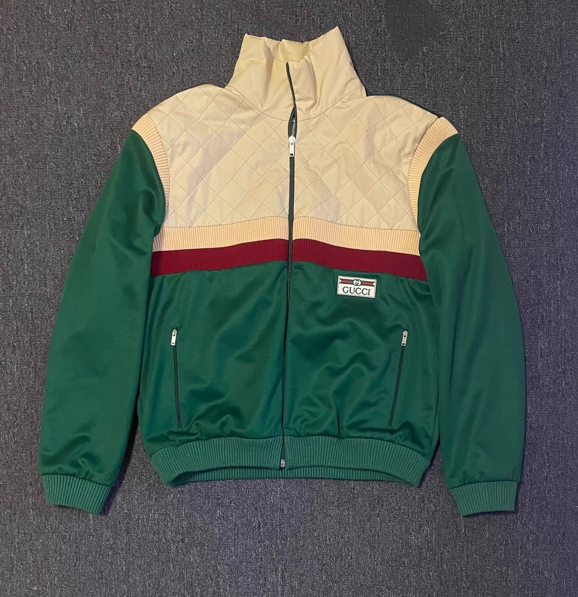 Gucci Gucci Retro Green Knit Splice Track Jacket Q4 Size US L / EU 52-54 / 3 - 1 Thumbnail