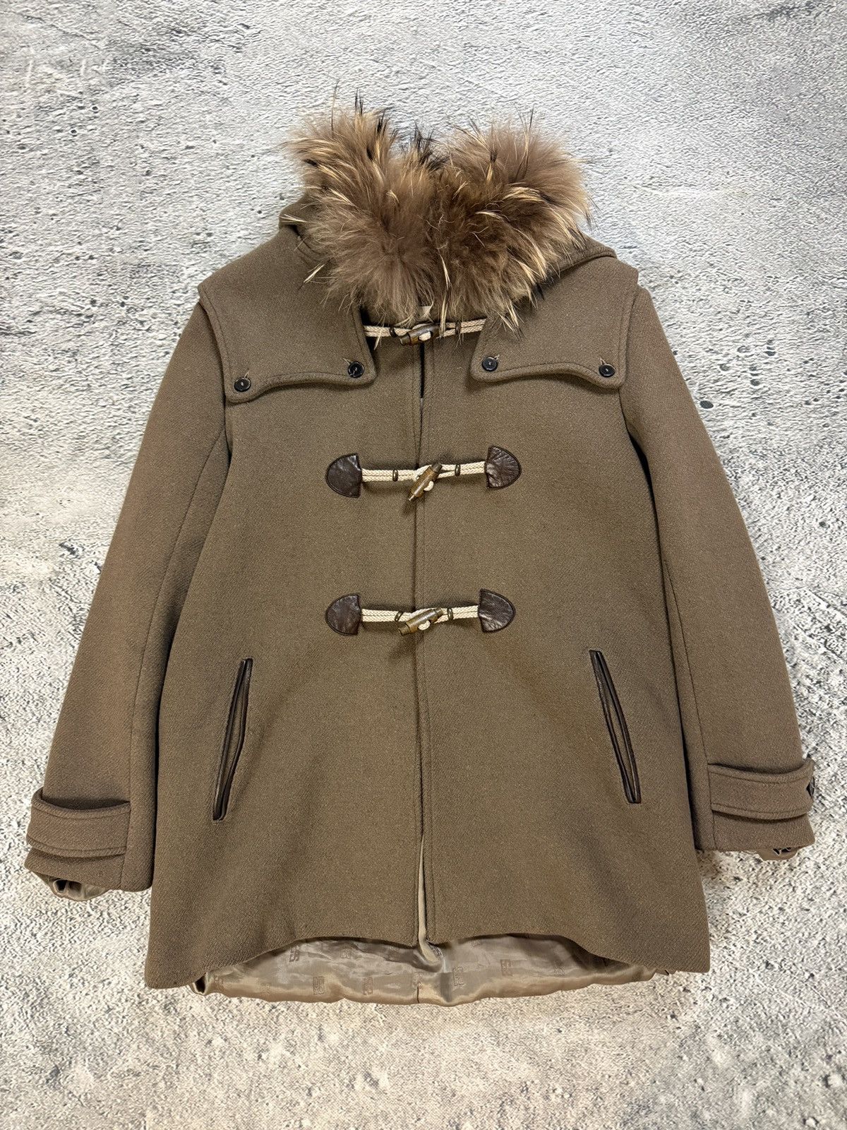 Sandro Sandro coat heavy wool khaki green hooded with fur Size US M / EU 48-50 / 2 - 1 Thumbnail