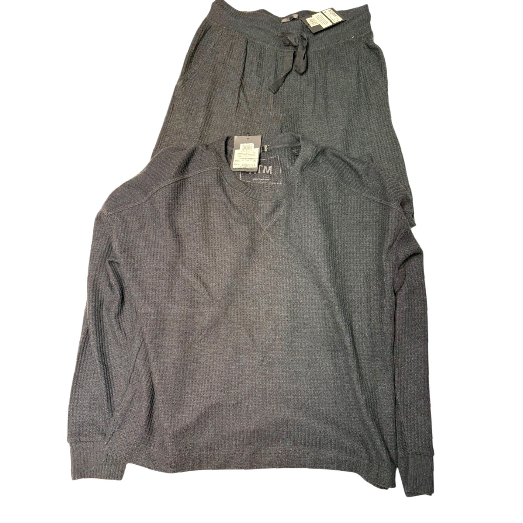ATM Anthony Thomas Melillo ATM Anthony Thomas Melillo Waffle Knit Lounge Set Black XS - Pants & Top, 2 Piece, Women, Long Sleeve, Drawstring, Casual Winter/Fall Knit Outfit Size XS / US 0-2 / IT 36-38 - 2 Thumbnail