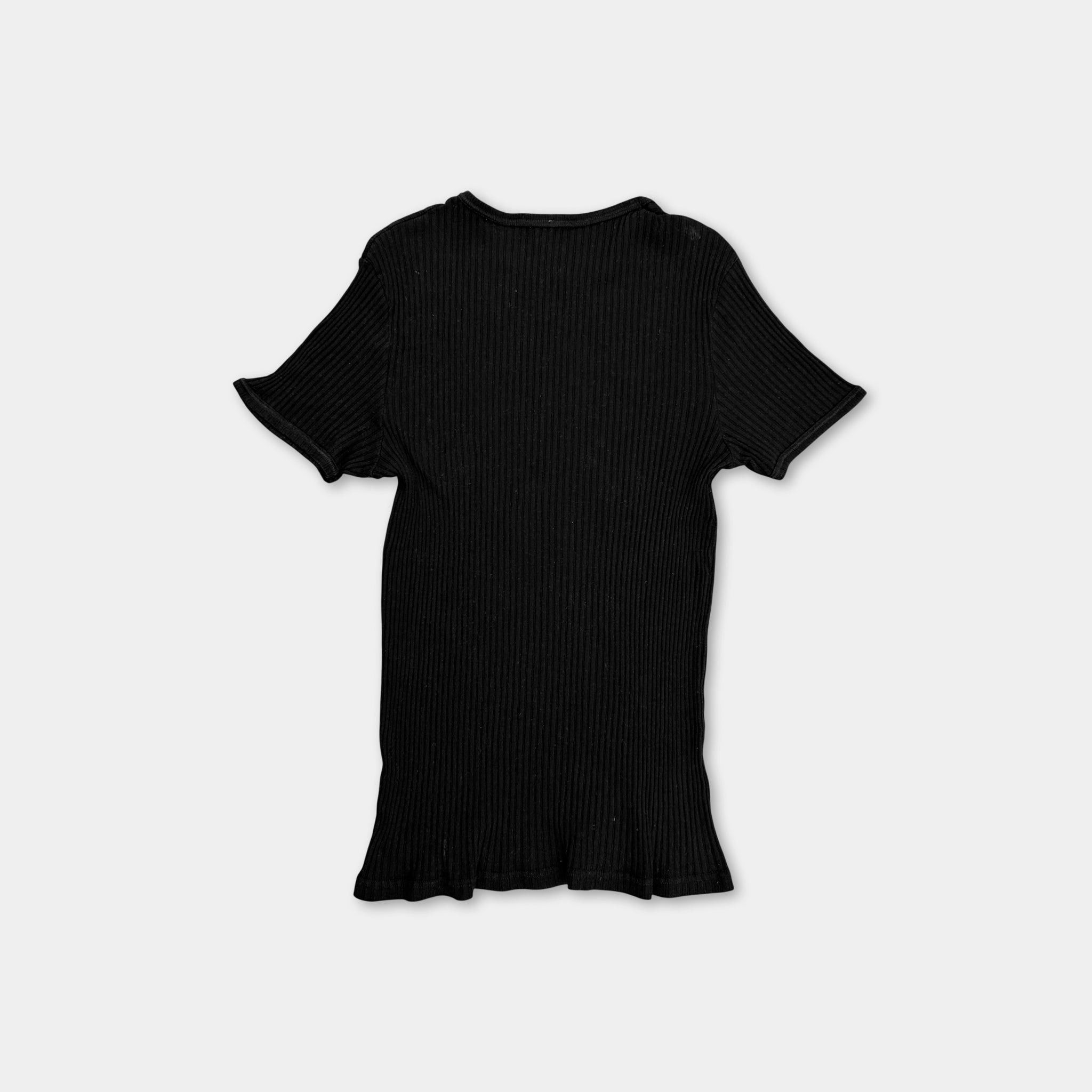 Just Cavalli Just Cavalli Superlover Black Ribbed T-Shirt Size US L / EU 52-54 / 3 - 6 Thumbnail