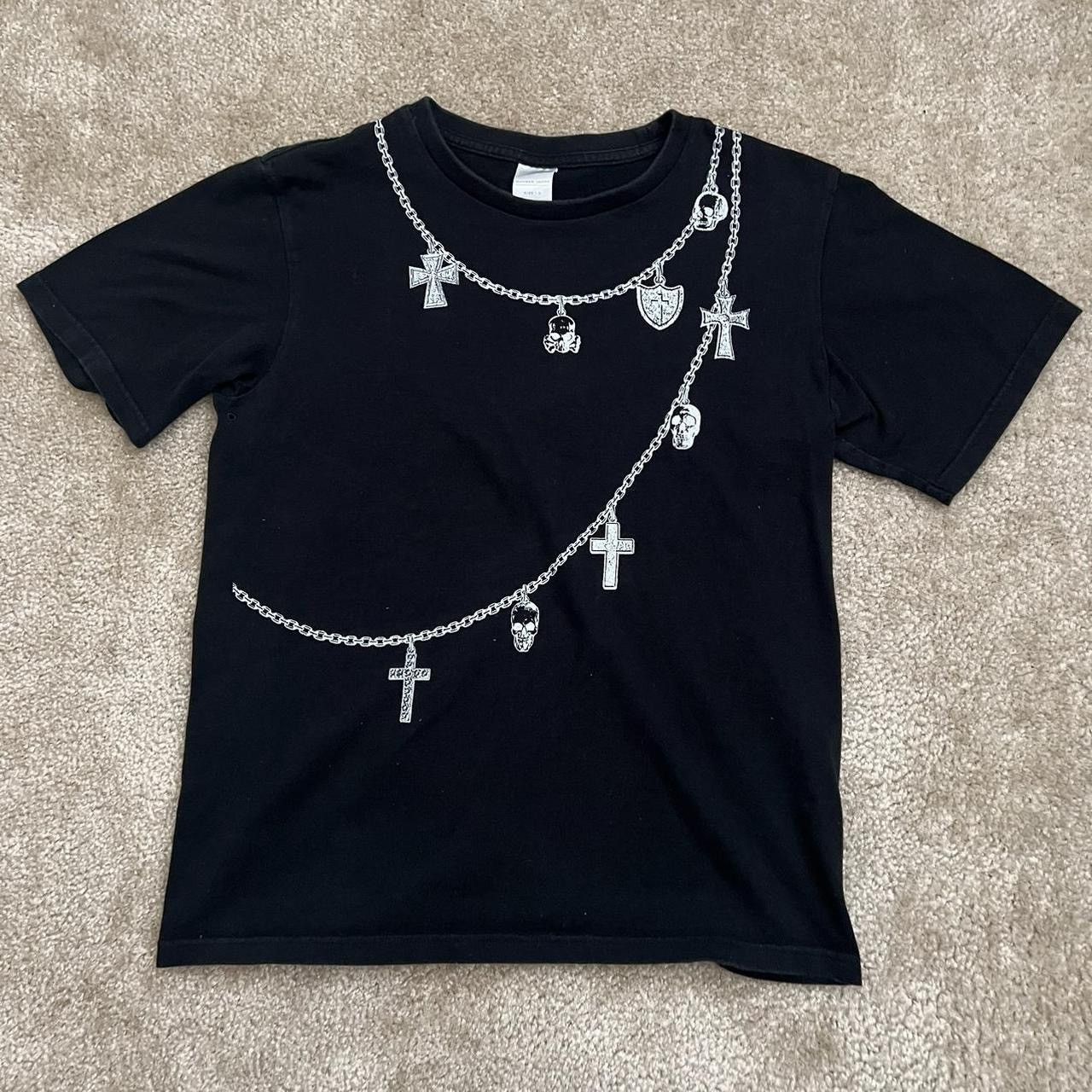 image of Number N Ine Ss04 Number (N)Ine Skull Chain T-Shirt in Black, Men's (Size Large)