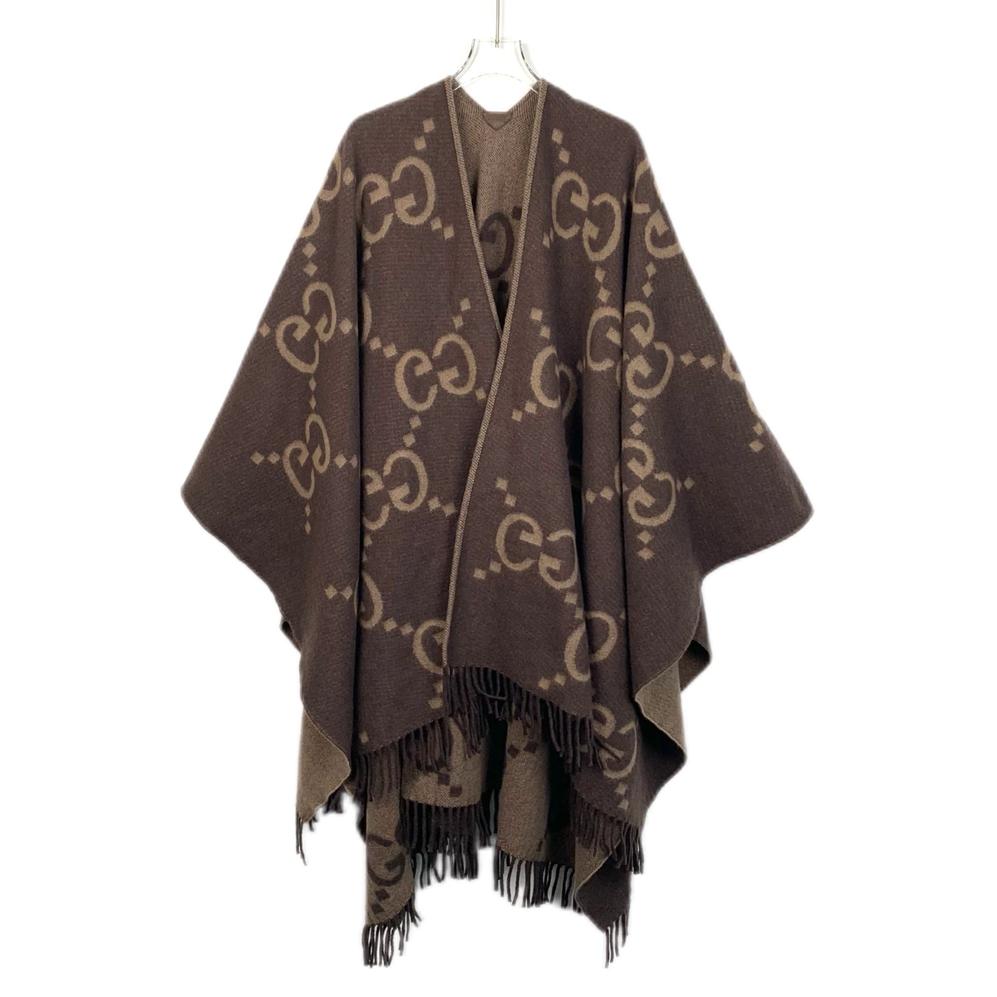 Gucci Gucci GG Logo Wool Cashmere Poncho Shawl Wrap Cape With Frin Size M / US 6-8 / IT 42-44 - 3 Thumbnail