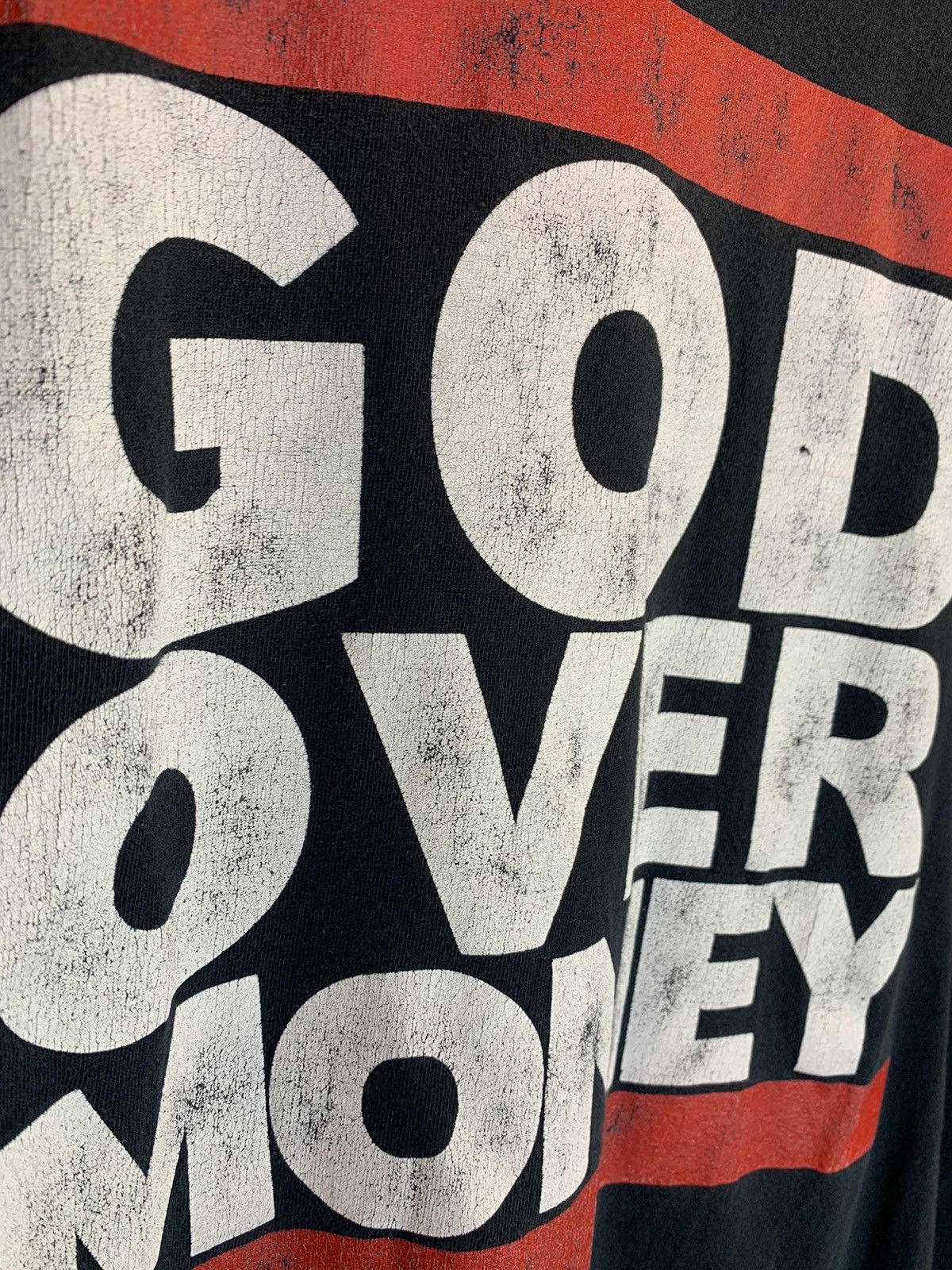 Vintage *RARE* Vintage God Over Money Jesus RUN DMC Parody T-Shirt Size US L / EU 52-54 / 3 - 4 Thumbnail