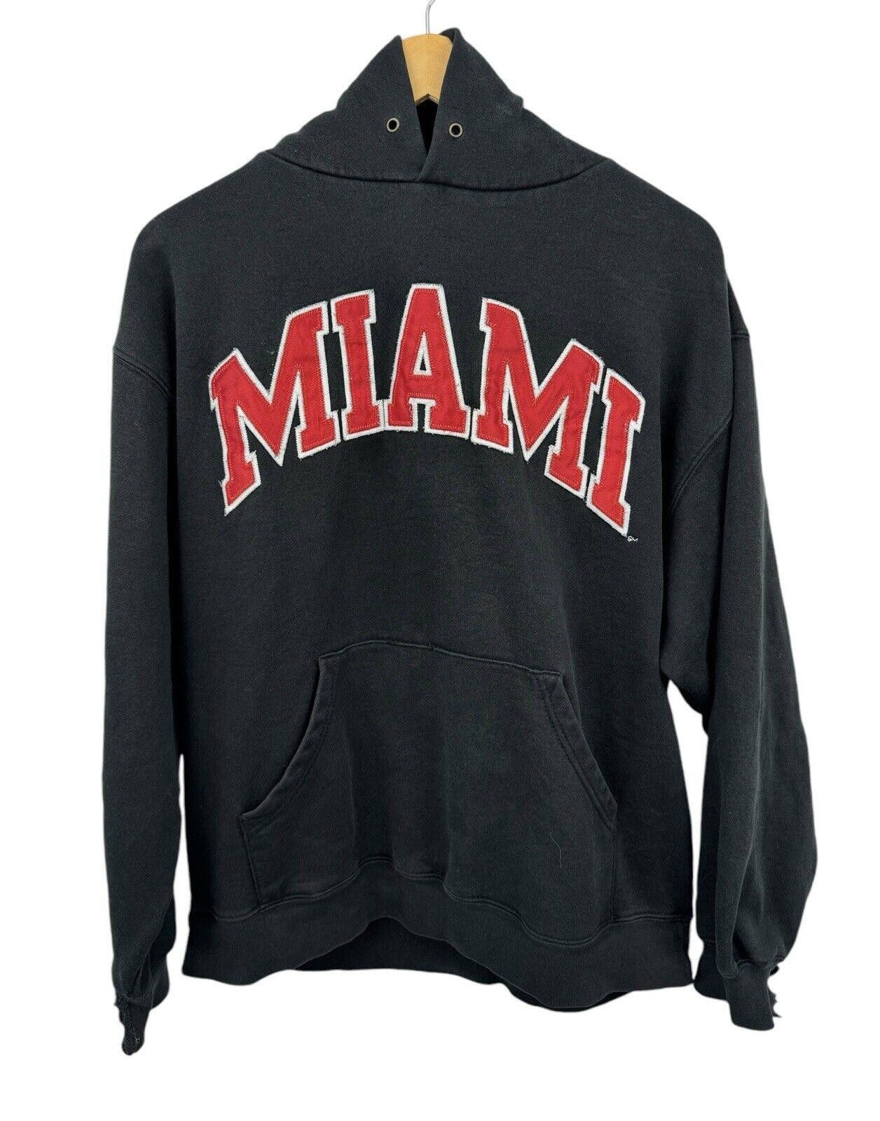 Designer Vintage Jansport 90s University of Miami Hoodie Distressed L Size US 34 / EU 50 - 1 Thumbnail