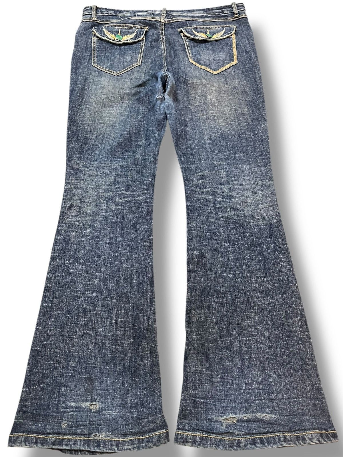Japanese Brand Vintage Japanese Brand Flare Emboidery Stretch Denim Size US 35 - 5 Thumbnail