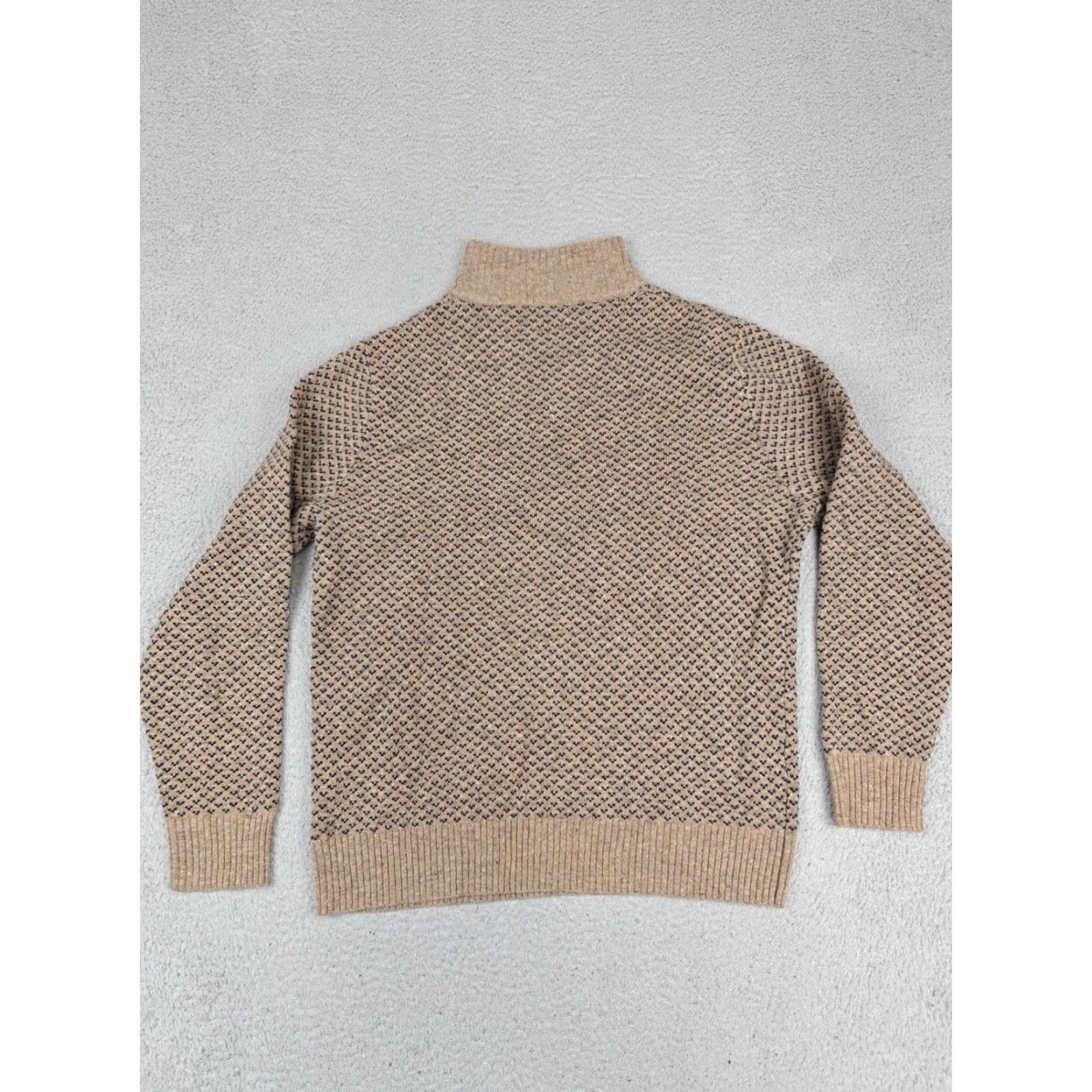 J.Crew J.CREW Sweater Mens Medium Beige Merino Wool 1/4 Zip Mock Neck Knit Pullover Size US M / EU 48-50 / 2 - 5 Thumbnail