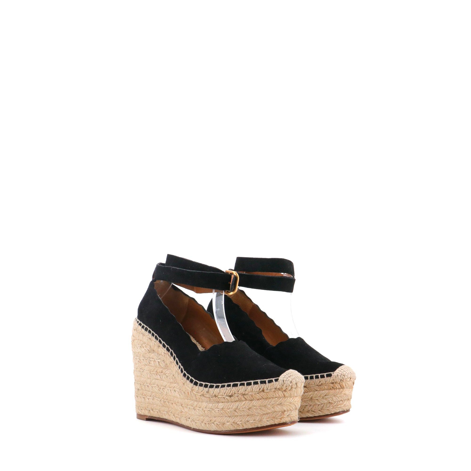 Chloe CHLOÉ - Chloé wedge sandals in black suede (T37) Size US 6 / IT 36 - 1 Thumbnail