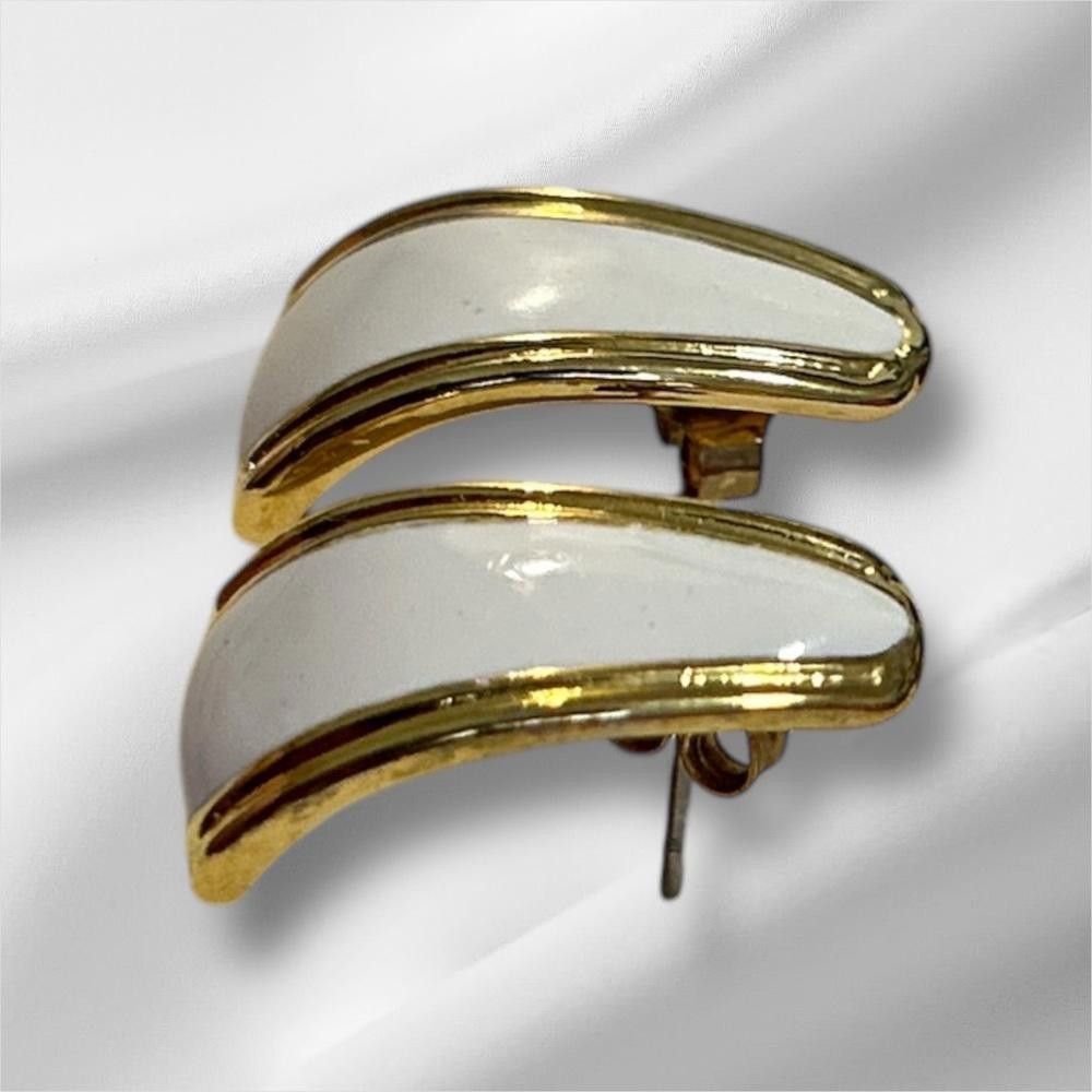 Designer Elegant Gold and White Earrings Size ONE SIZE - 2 Thumbnail