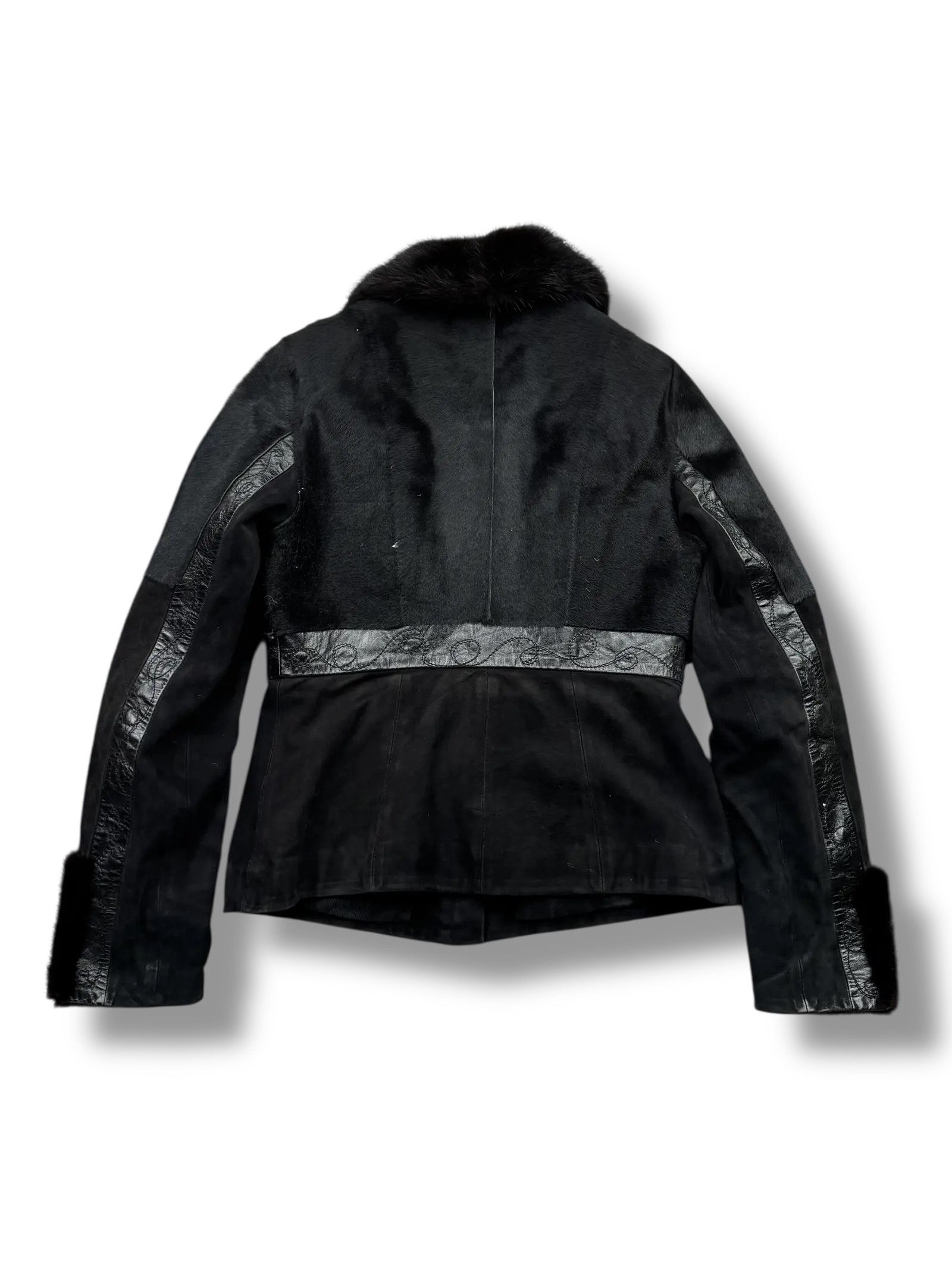 Genuine Leather Real Fur Details Suede Cropped Jacket From The 90's(V73) Size XS / US 0-2 / IT 36-38 - 6 Thumbnail
