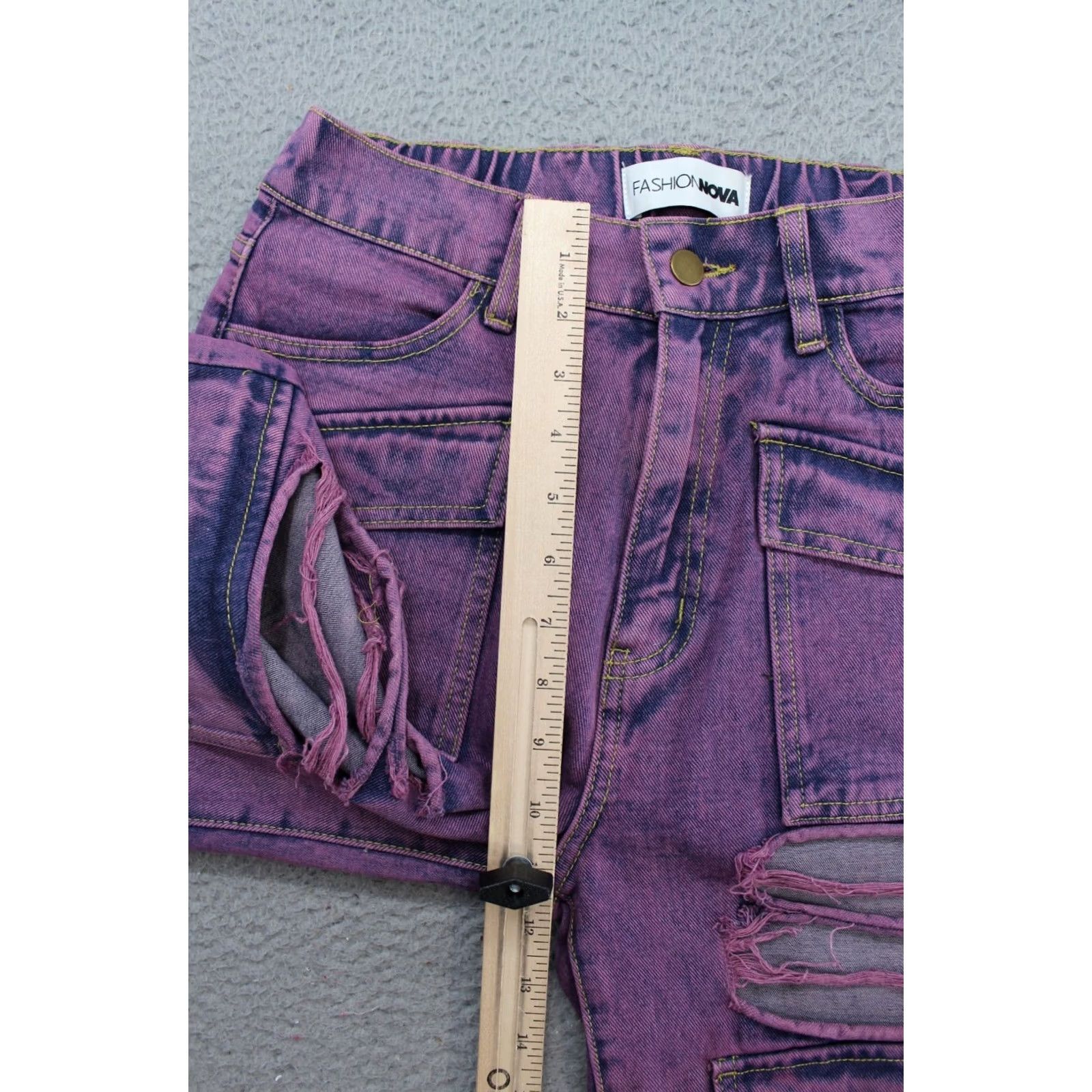 Fashion Nova Fashion Nova Women's Jeans Junior Size 5 Purple Distressed Straight Leg Baggy Shirt? Size 27" / US 4 / IT 40 - 5 Thumbnail