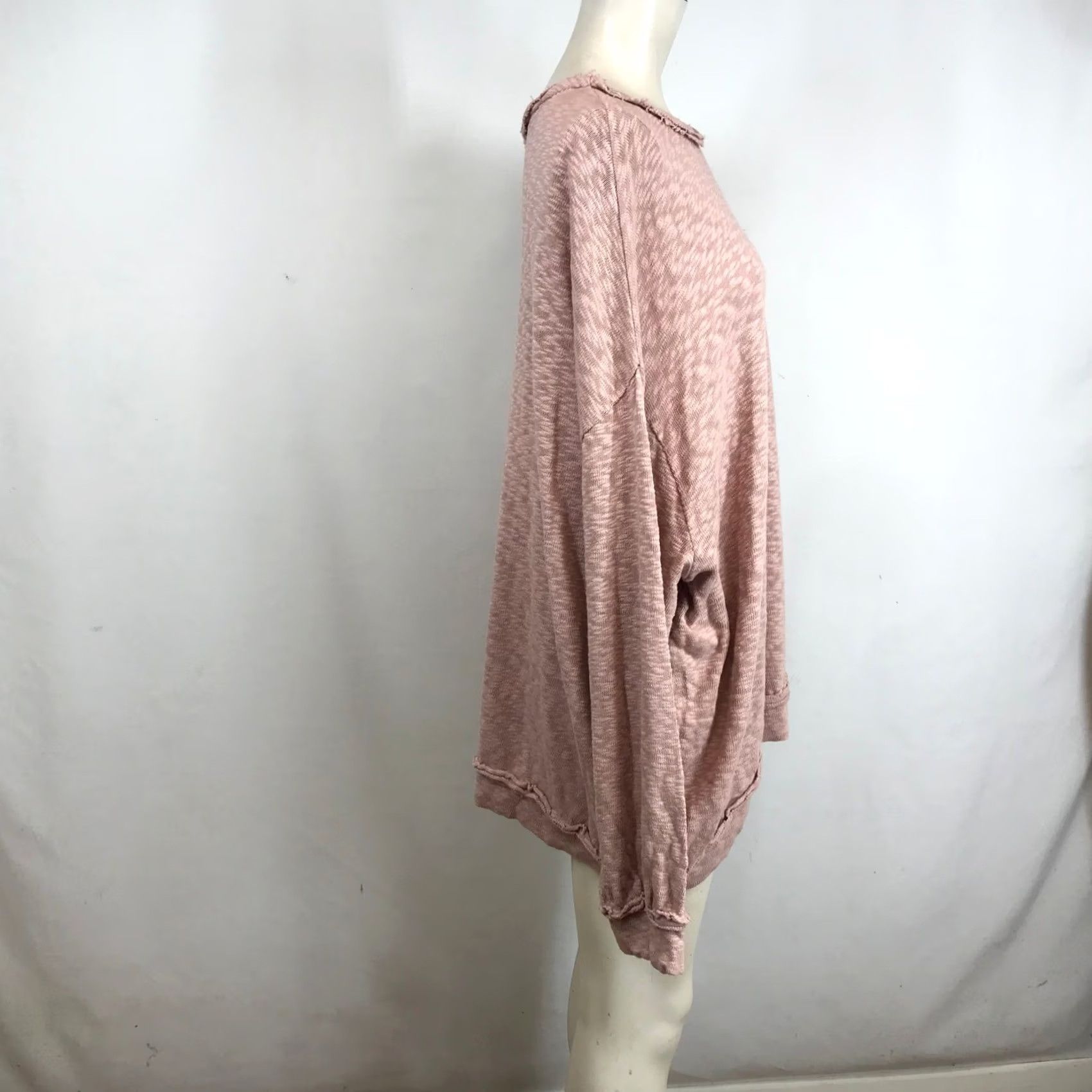 Vintage POL Womens Oversized Marled Knit Sweater Dusty Rose Pink Raw Edge SMT2254E L Size L / US 10 / IT 46 - 4 Thumbnail