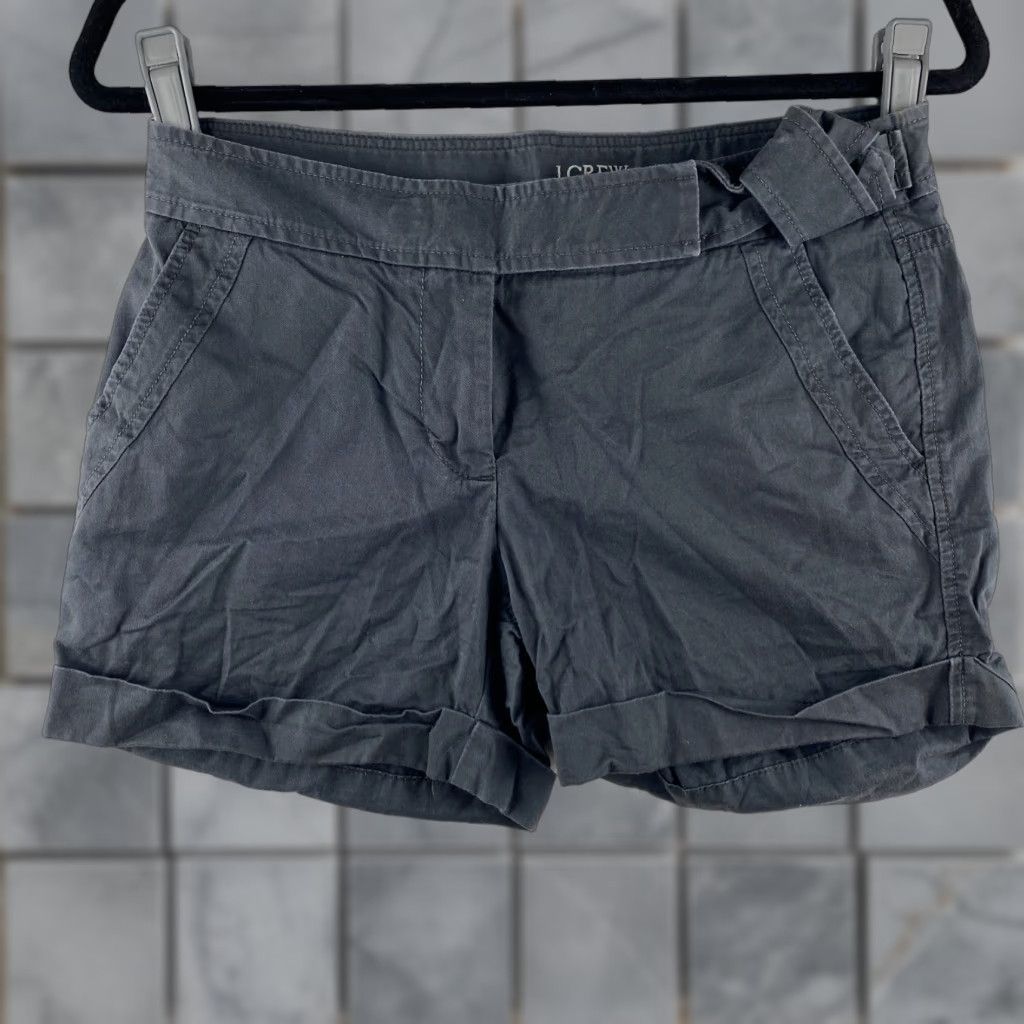 J.Crew J. CREW Shorts Womens 0 Gray Chino Utility Cuffed Button Pockets Hiking Dark Wash - Regular Fit, Belted, CottonTwill, Casual, Modern Womens Size 25" / US 0 / IT 36 - 1 Thumbnail