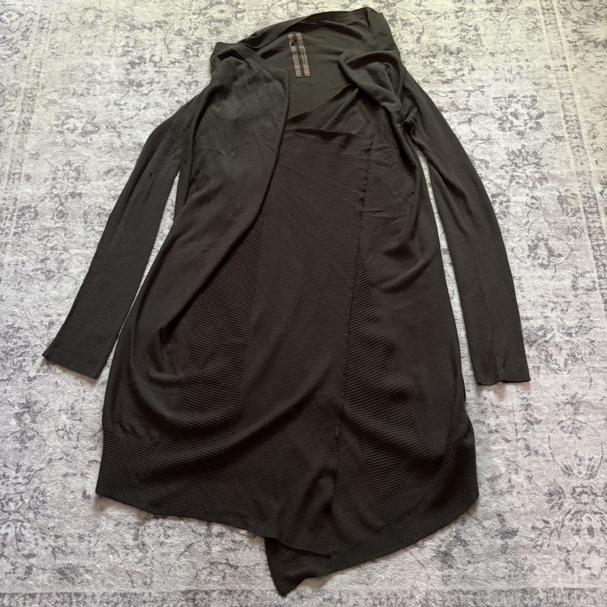 Pre-owned Rick Owens Fw12 Mountain Waterfall Cardigan Dark Dust | Xl In Brown