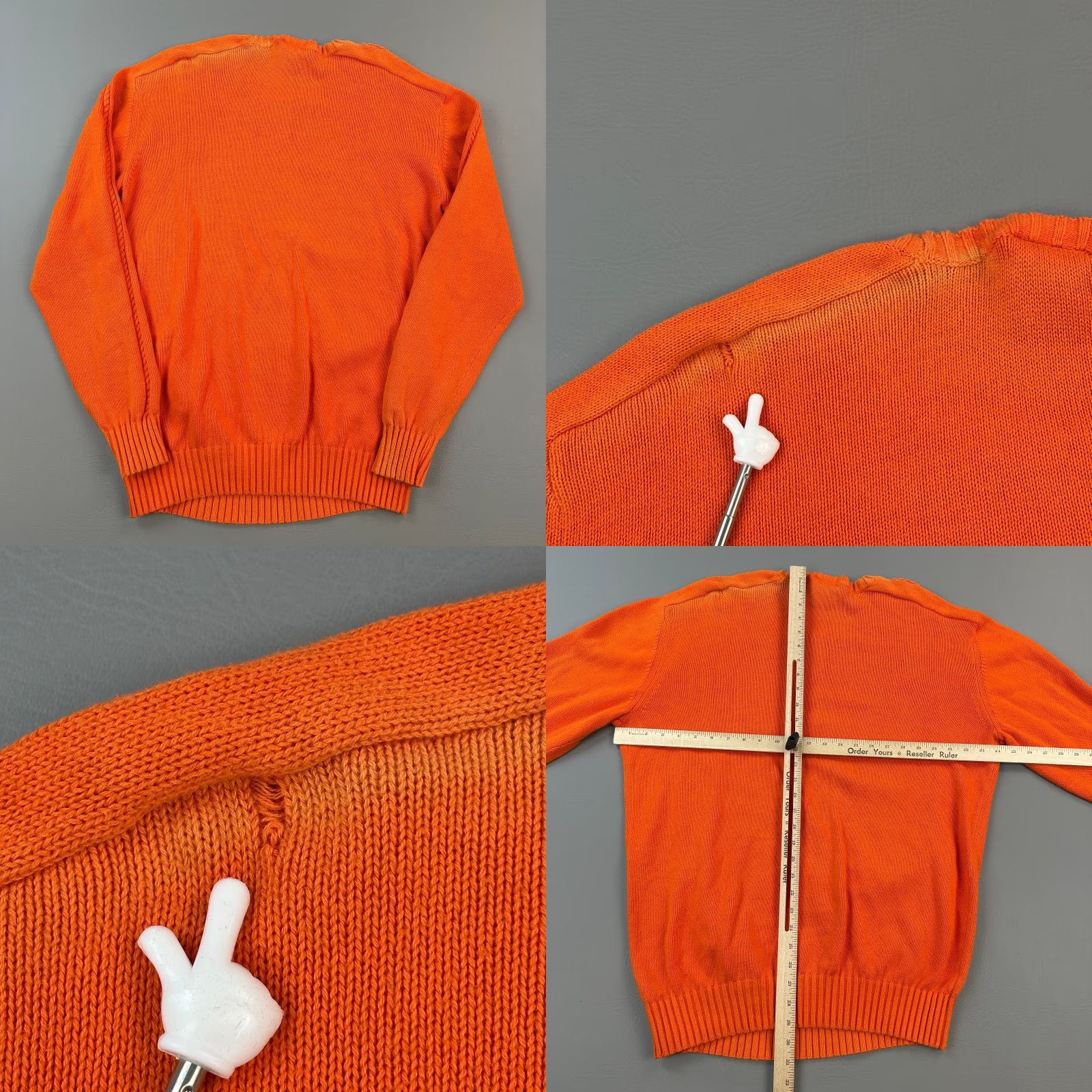Lacoste Lacoste Mens Orange Vintage Washed Cable Knit Pullover Sweater 7 (XL) Preppy" Size US XL / EU 56 / 4 - 8 Thumbnail