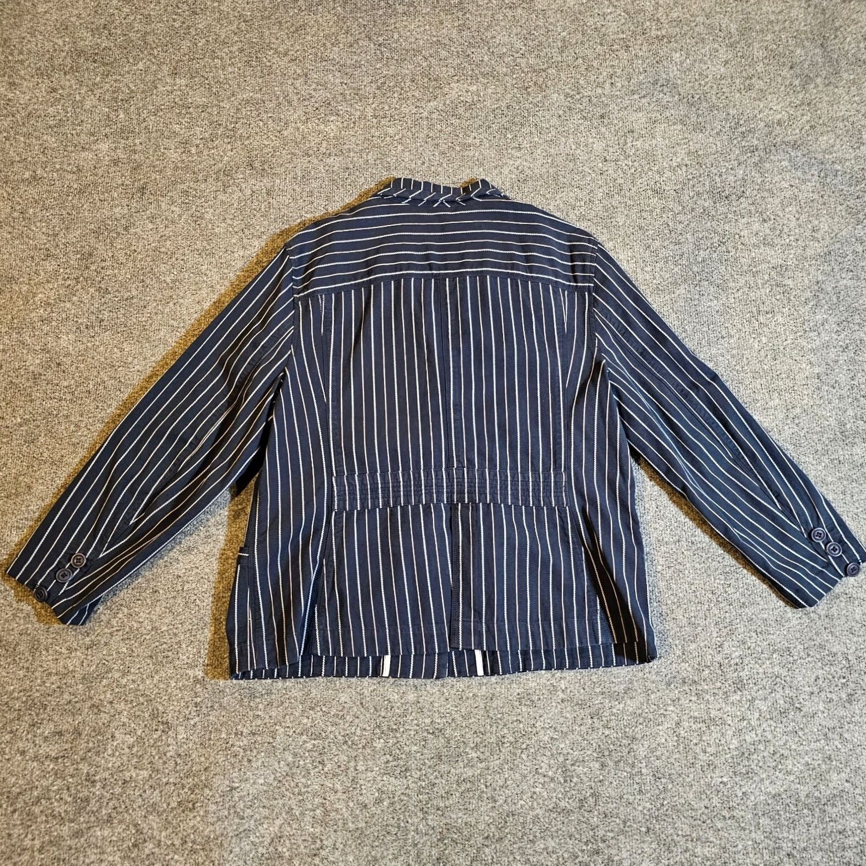 Vintage LL Bean Blazer Women 20 Blue White Striped 3 Button Classic Casual Career Plus Size Size 3XL / US 20-22 - 7 Thumbnail