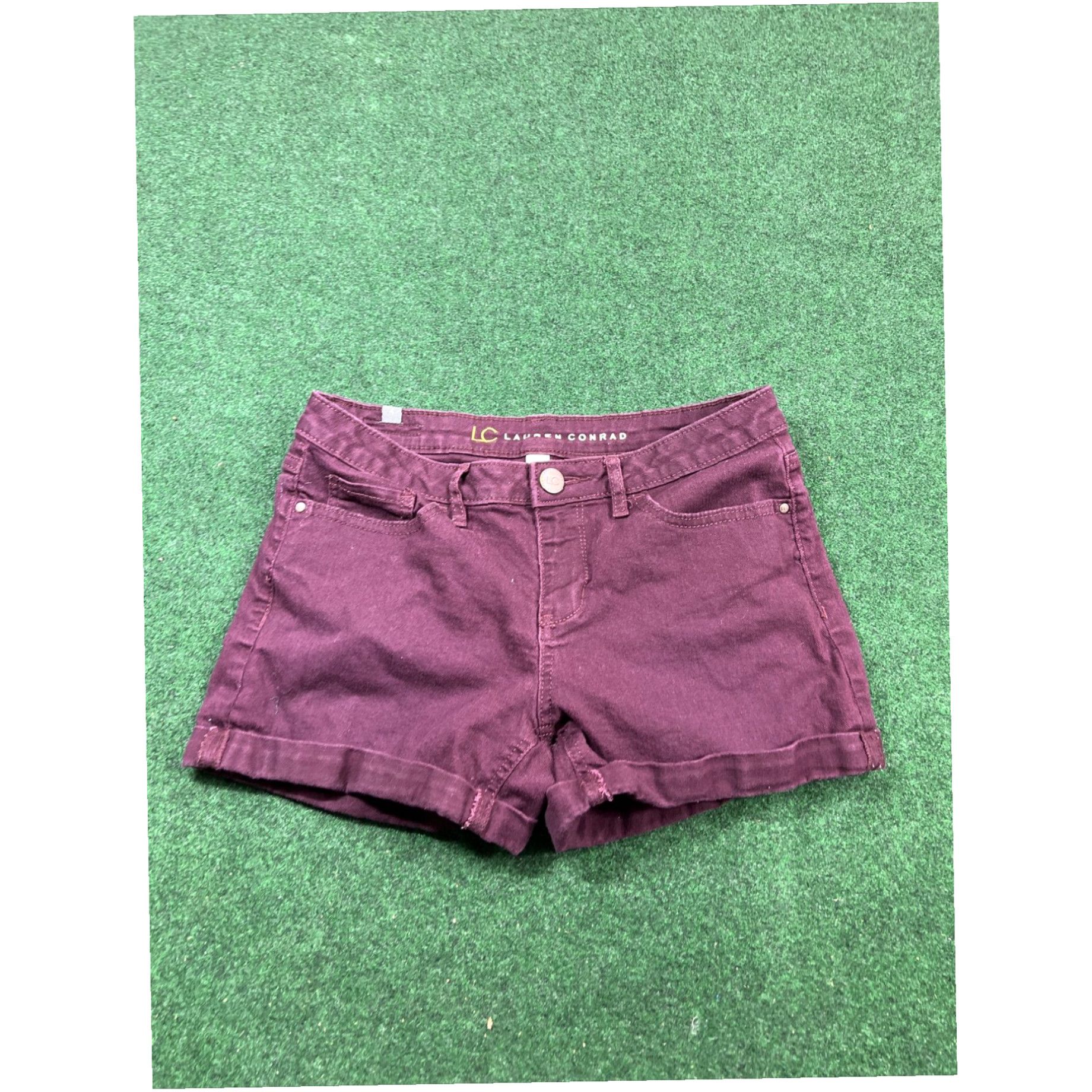 Vintage LC Lauren Conrad Women's Jean Shorts Red Cuffed Size 4 Size 32" / US 10 / IT 46 - 1 Thumbnail