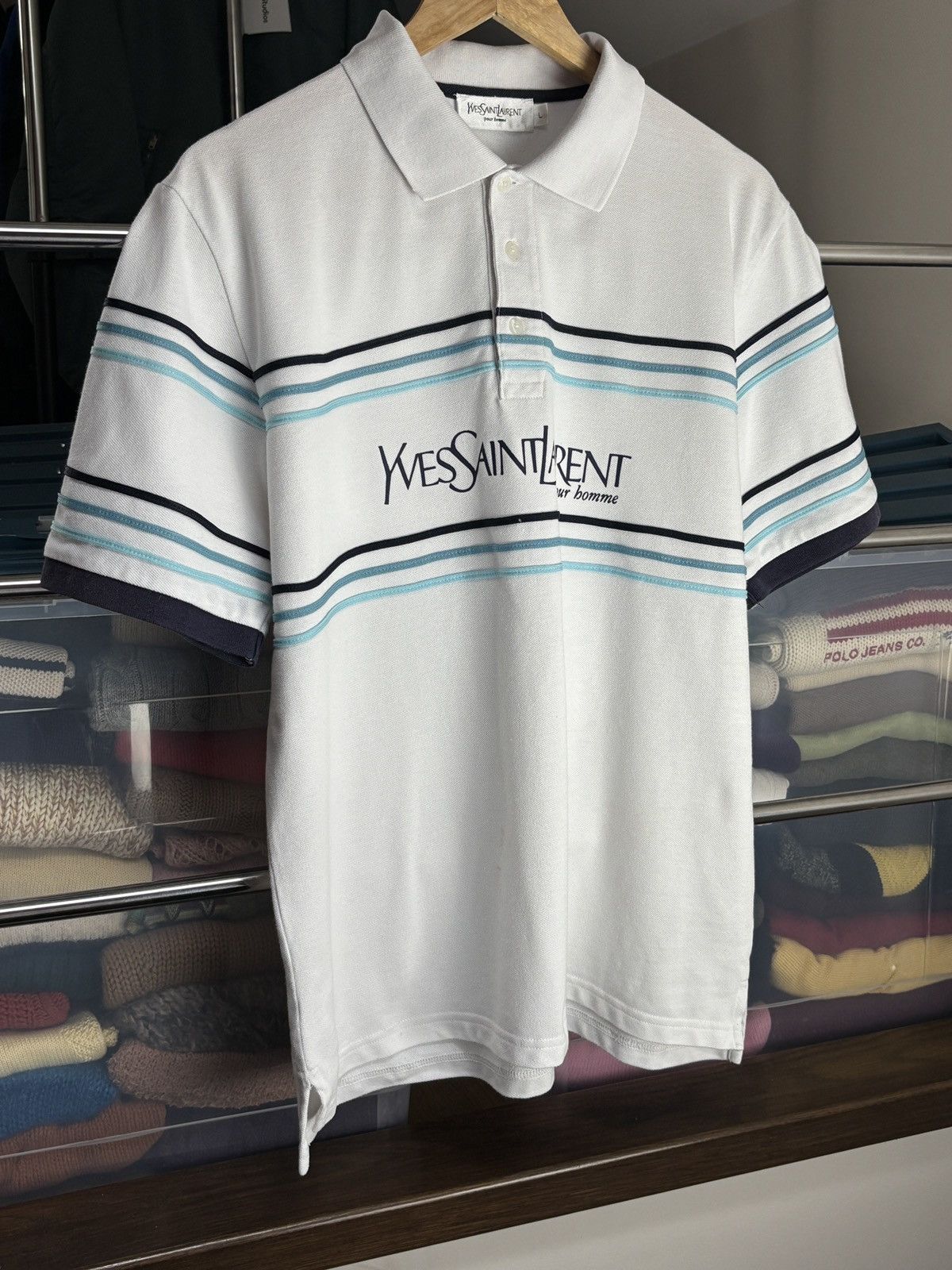 Yves Saint Laurent Yves Saint Laurent Vintage Big Logo YSL Polo Shirt Size US L / EU 52-54 / 3 - 2 Thumbnail
