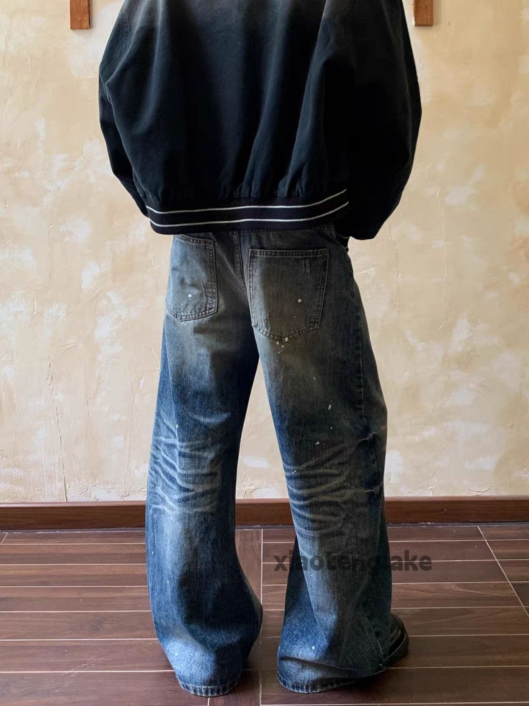 Jean Custom washed faded loose baggy yuppie paint jeans Size US 30 / EU 46 - 3 Thumbnail