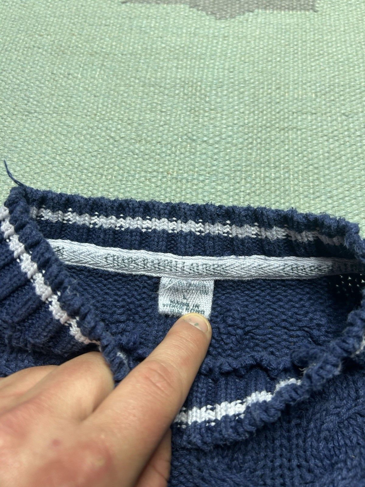 Vintage Vtg chaps Ralph Lauren cable knit sweater thick cotton large Size US L / EU 52-54 / 3 - 5 Thumbnail