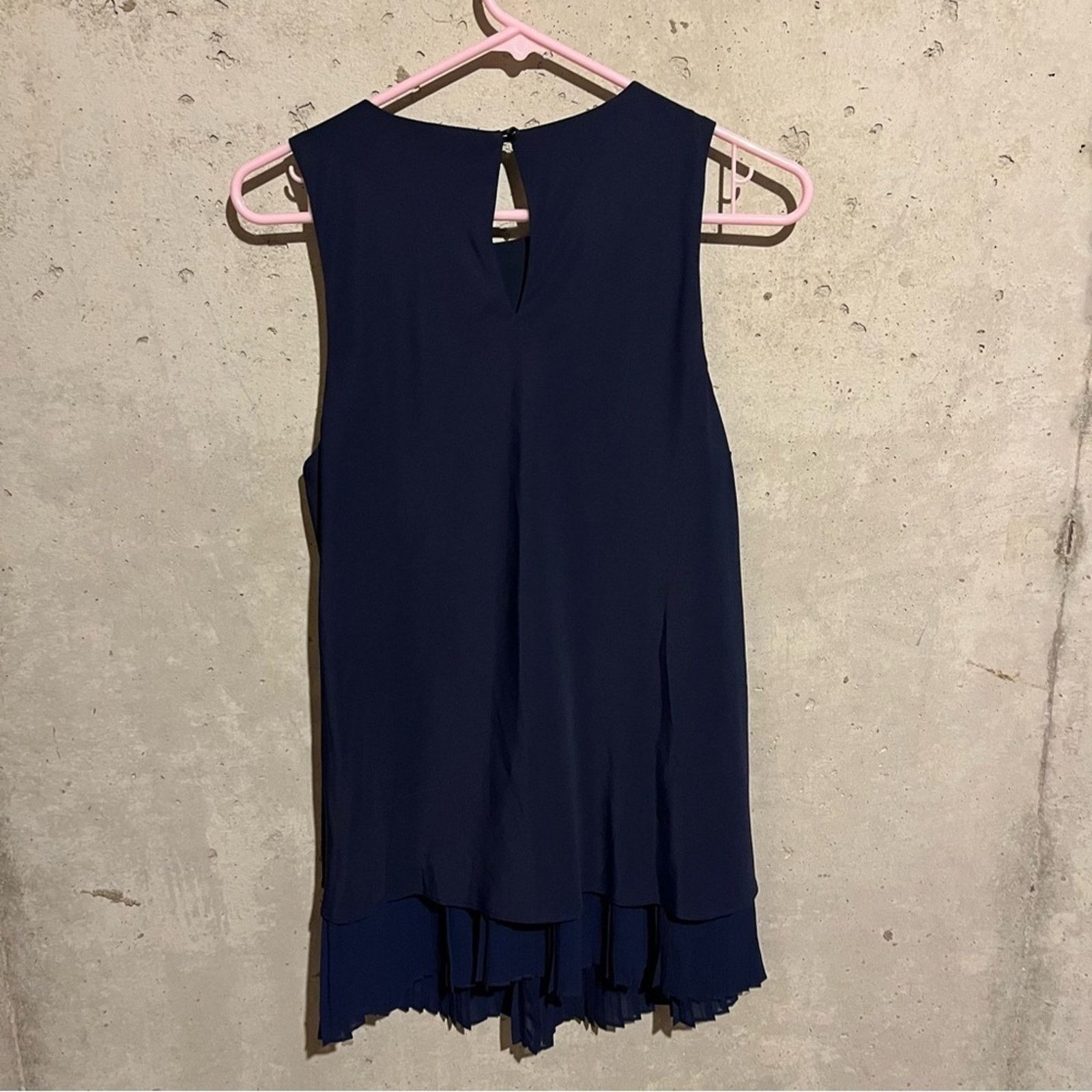 Lauren Ralph Lauren Ralph Lauren Navy Crepe Pleated Hem Sleeveless A-line Size 8 Size M / US 6-8 / IT 42-44 - 5 Thumbnail