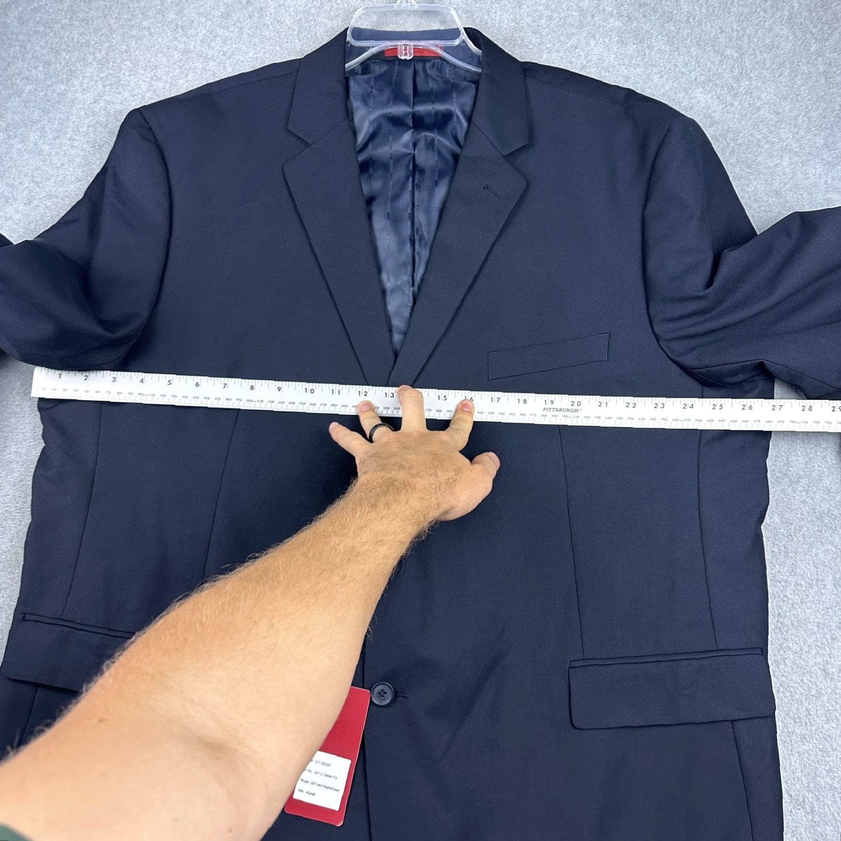 Vintage Renvi Mens 54R Navy Blue Classic Fit 2 Button Blazer Pants Set Formal New Suit 2 Piece Size 54R - 6 Thumbnail