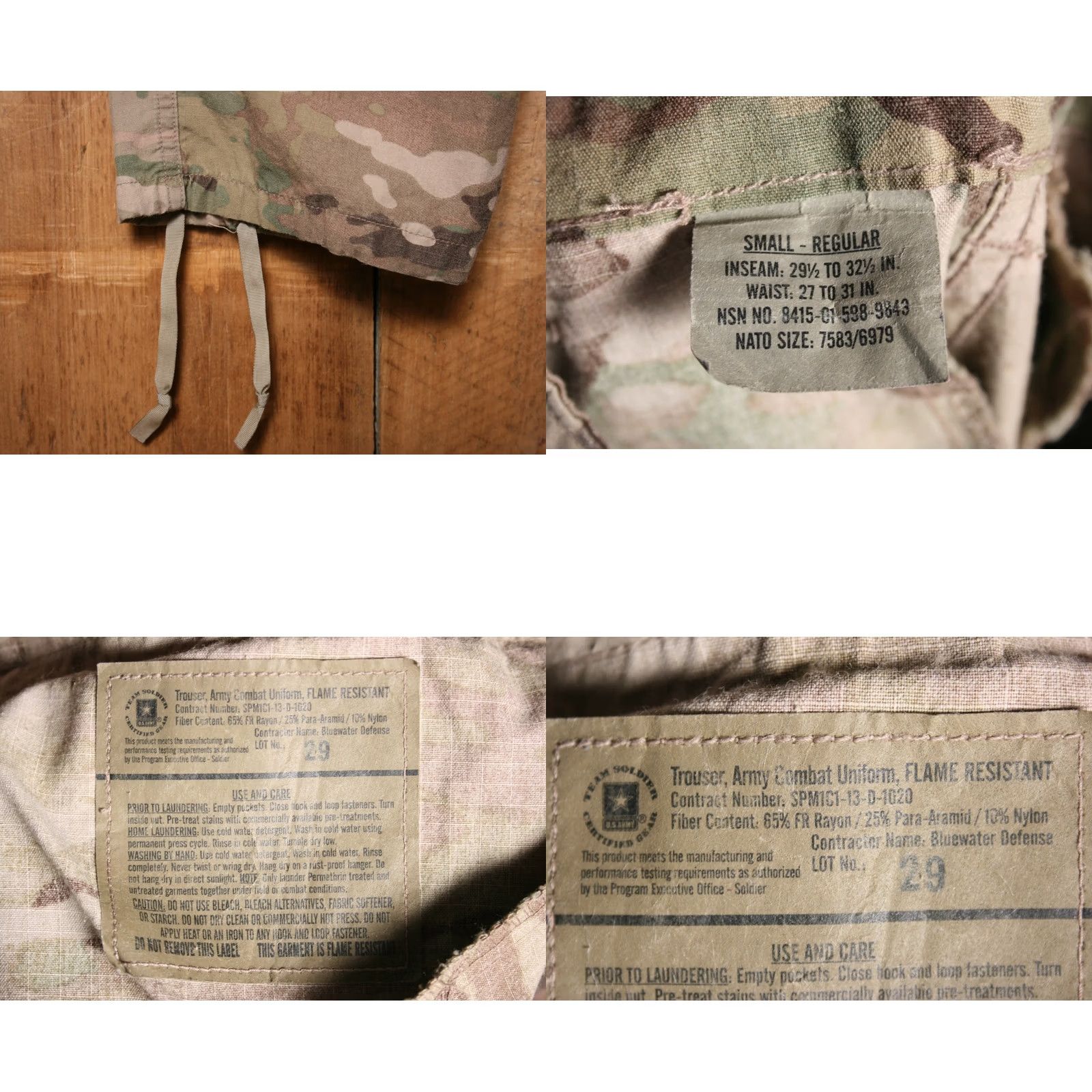 Vintage US Army OCP Multicam Insect Shield FR Cargo Military Trousers Sz. Small Reg. Regular Mens Pants Cargo Size US 29 - 8 Thumbnail