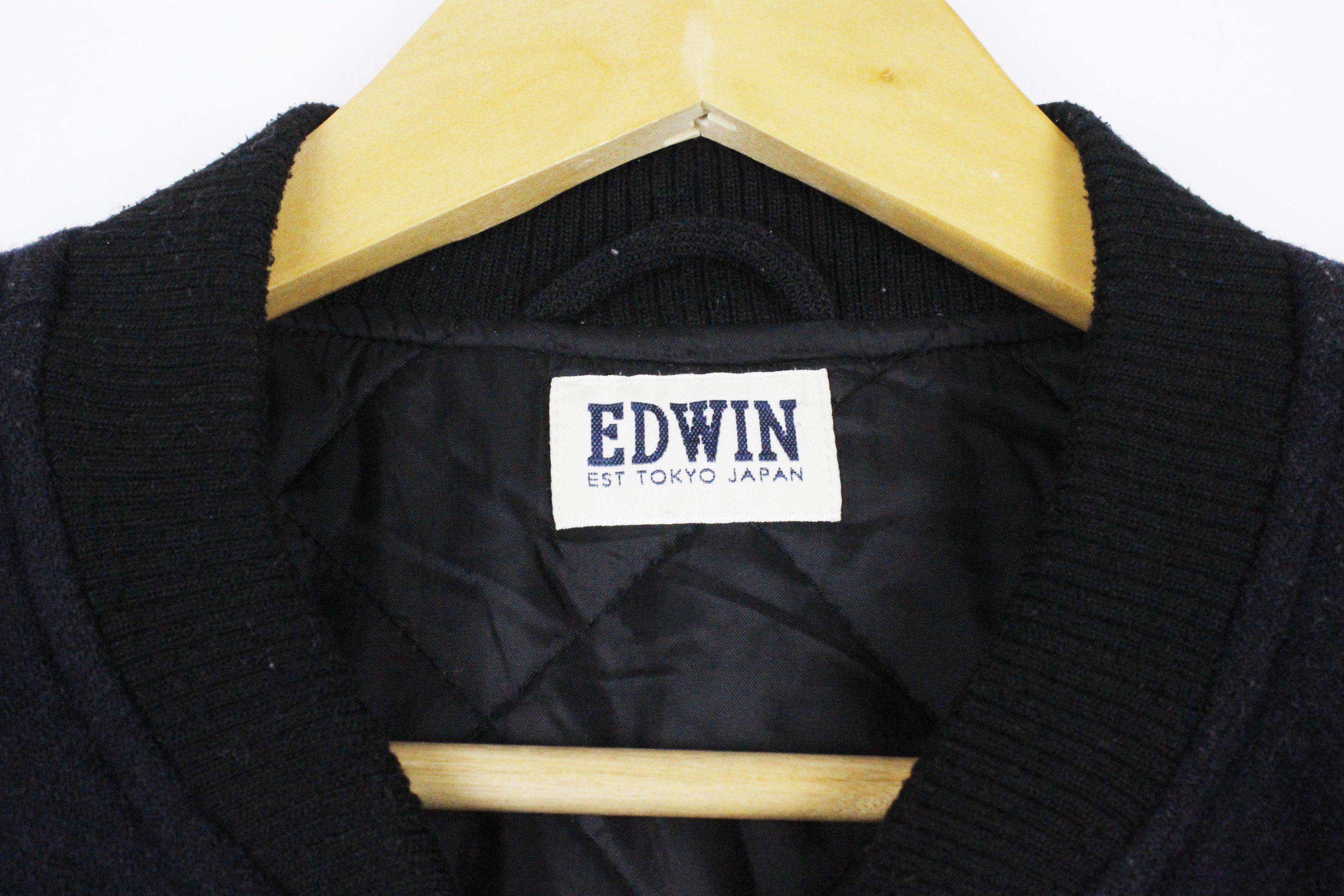 Edwin Edwin Baller Navy Black Wool Bomber Jacket Size US L / EU 52-54 / 3 - 5 Thumbnail