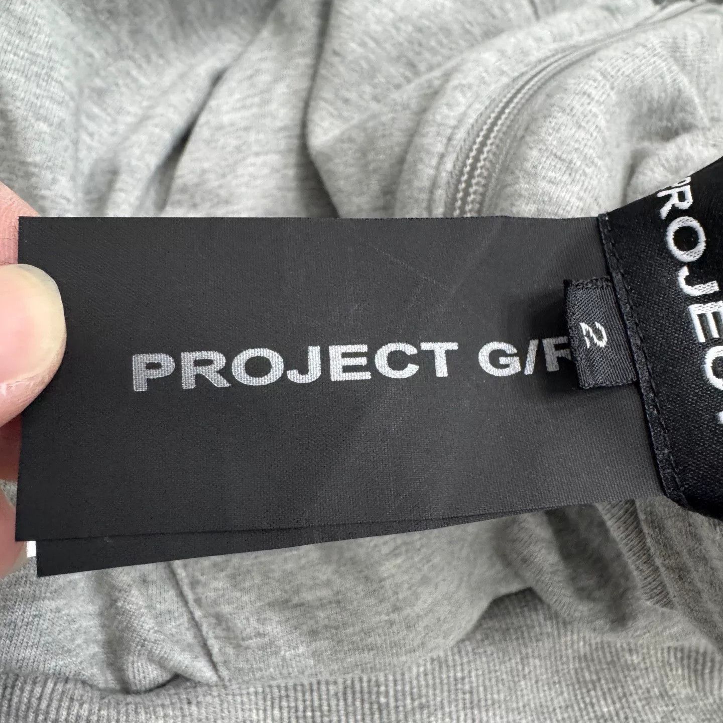 PROJECT G/R gray cut-out graphic hoodie. Size US XL / EU 56 / 4 - 7 Thumbnail