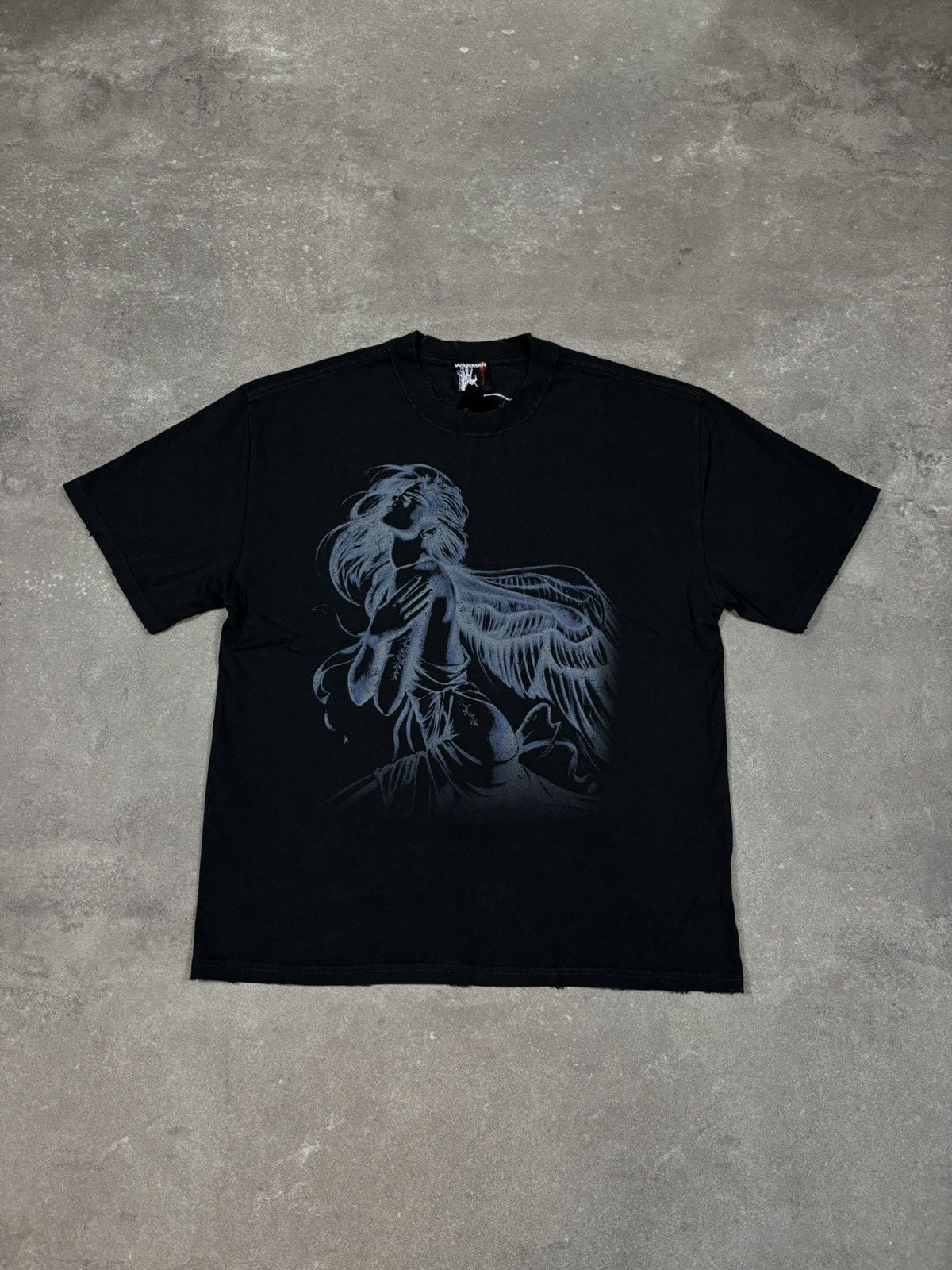 Vintage WARMAN RIDING GHOST GIRL GRAPHIC TEE, WASHED BLACK Size US XL / EU 56 / 4 - 1 Thumbnail