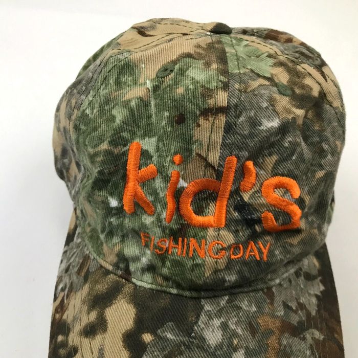 Hunter Kids Fishing Day Hat Cap Strapback Green Youth Adjustable