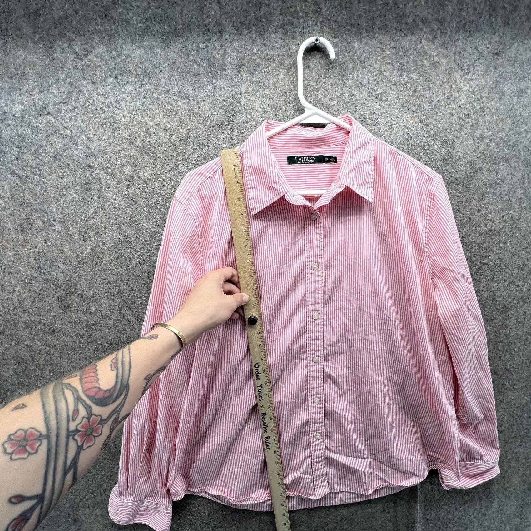 Ralph Lauren Lauren Ralph Lauren Shirt Womens XL Pink Stripe Button Front Long Sleeve Top Size XL / US 12-14 / IT 48-50 - 6 Thumbnail